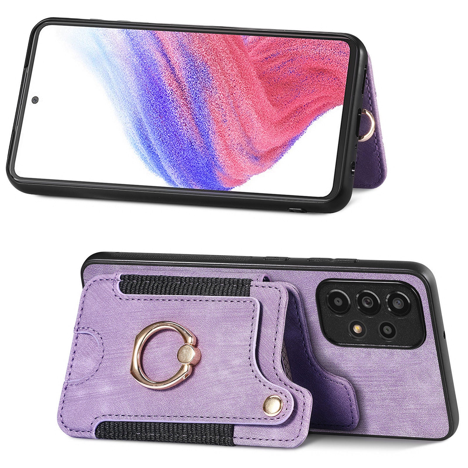 For Samsung Galaxy A53 5G Card Slot Phone Case PU Leather PC TPU Kickstand RFID Blocking Cover
