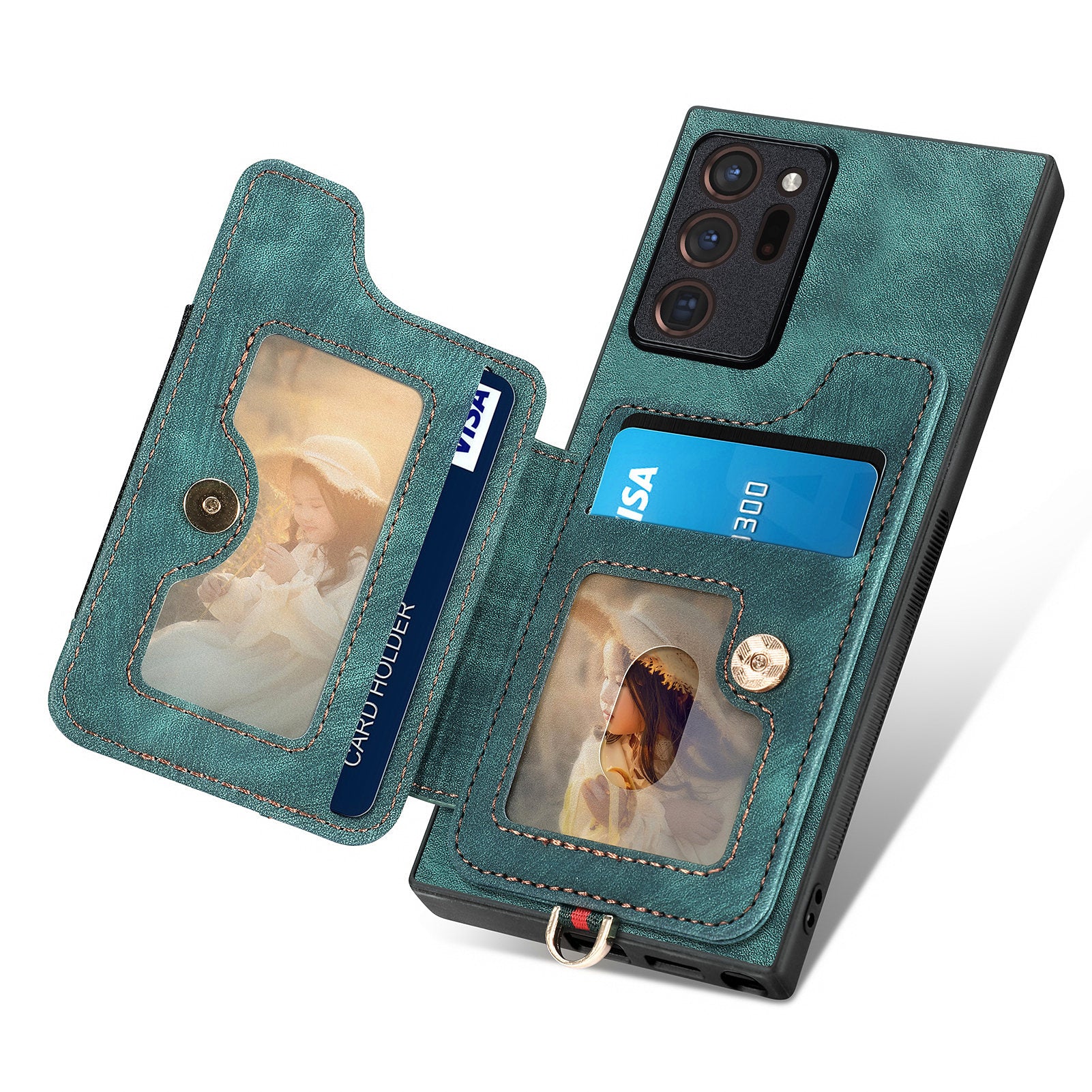 Til Samsung Galaxy Note20 Ultra / Note20 Ultra 5G Kickstand Cover PU-læderbelagt PC TPU RFID-blokeringskortpladser Telefonetui 