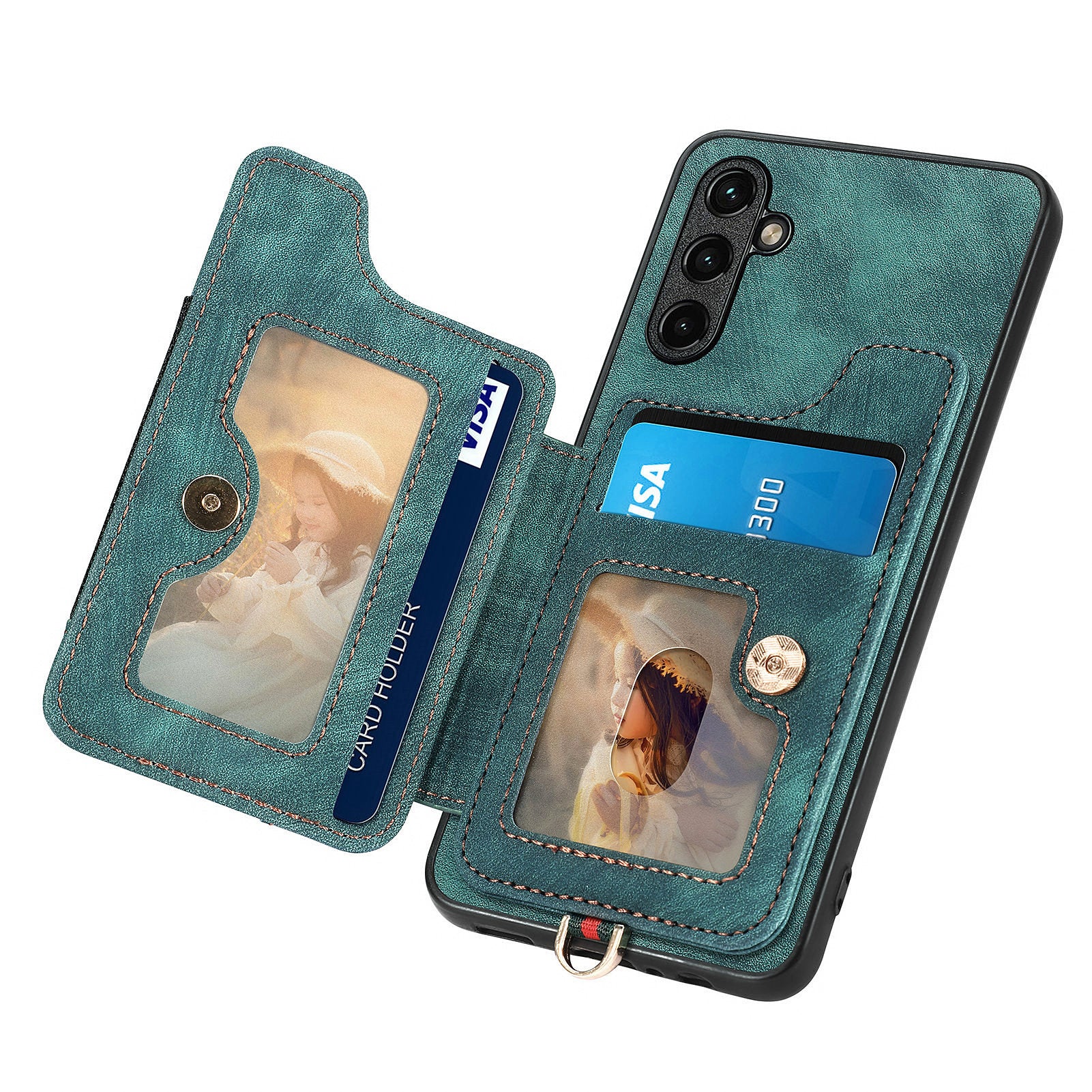 Phone Cover for Samsung Galaxy A54 5G PU Leather Coated PC TPU RFID Blocking Card Slots Case with Kickstand