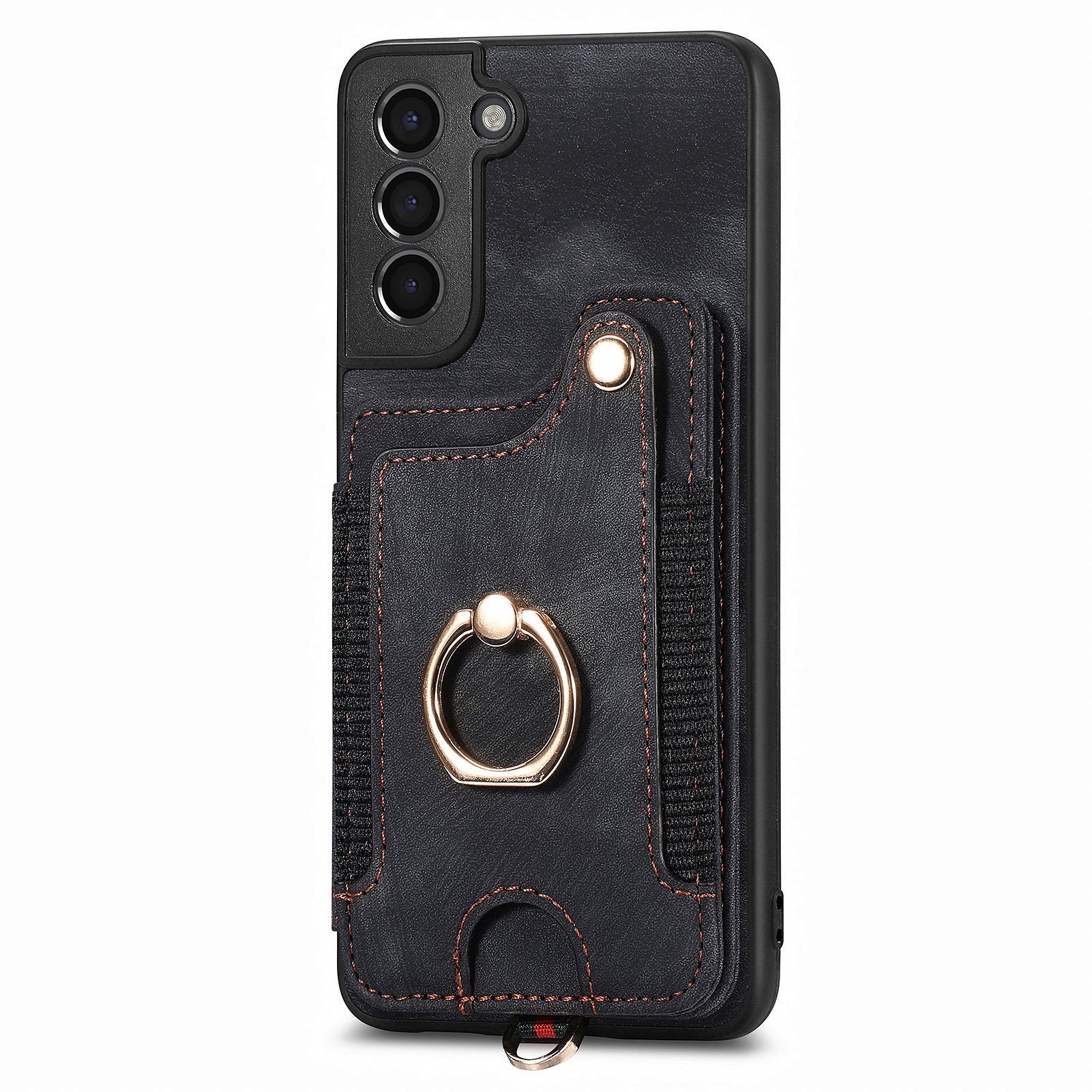Phone Cover for Samsung Galaxy S21 5G PU Leather Coated PC TPU RFID Blocking Card Holder Kickstand Case