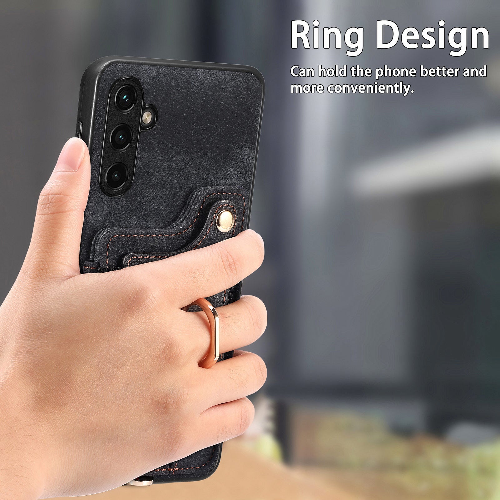 Phone Cover for Samsung Galaxy A14 5G RFID Blocking Card Holder Anti-scratch PU Leather PC TPU Kickstand Case