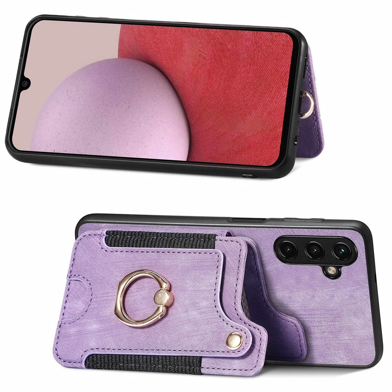 Phone Cover for Samsung Galaxy A14 5G RFID Blocking Card Holder Anti-scratch PU Leather PC TPU Kickstand Case