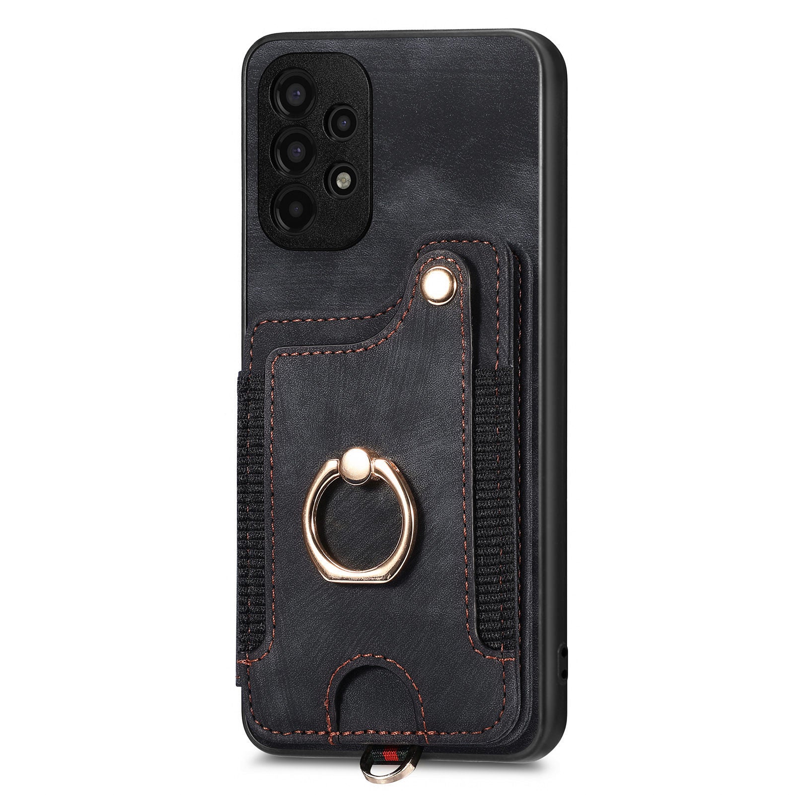 Phone Cover for Samsung Galaxy A13 4G RFID Blocking Card Holder PU Leather PC TPU Ring Kickstand Case