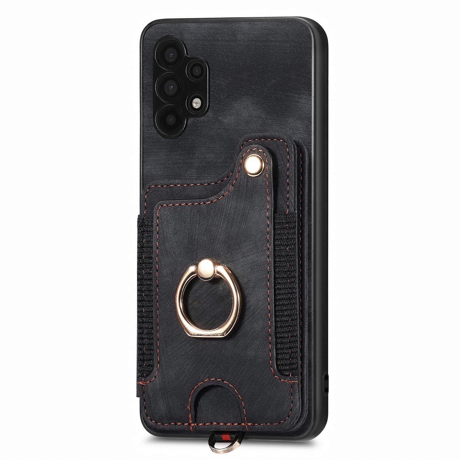 For Samsung Galaxy A32 5G / M32 5G Ring Kickstand Phone Cover RFID Blocking Card Holder PU Leather PC TPU Case