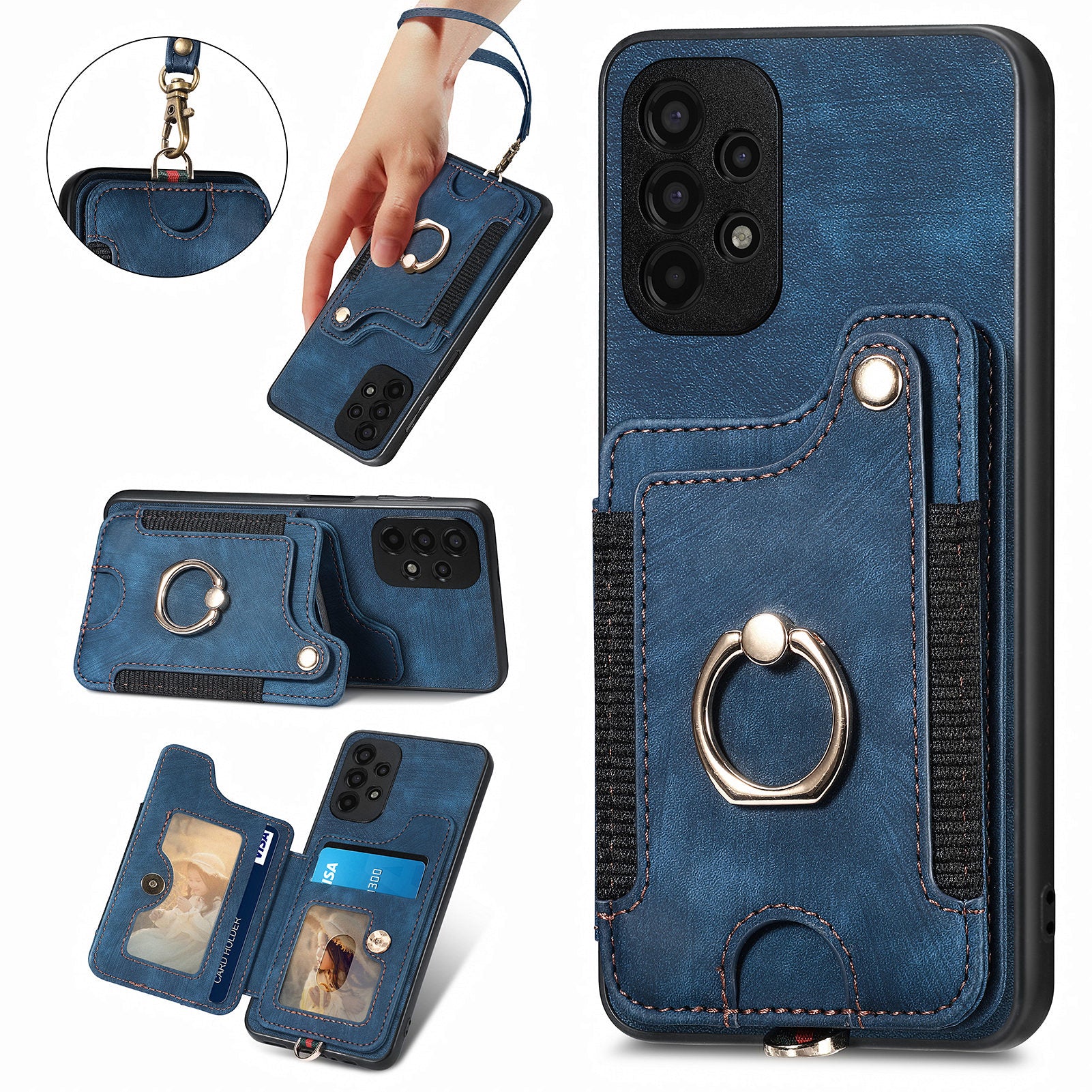 Drop-proof Cover for Samsung Galaxy A23 4G / 5G RFID Blocking Card Holder PU Leather PC TPU Kickstand Phone Case