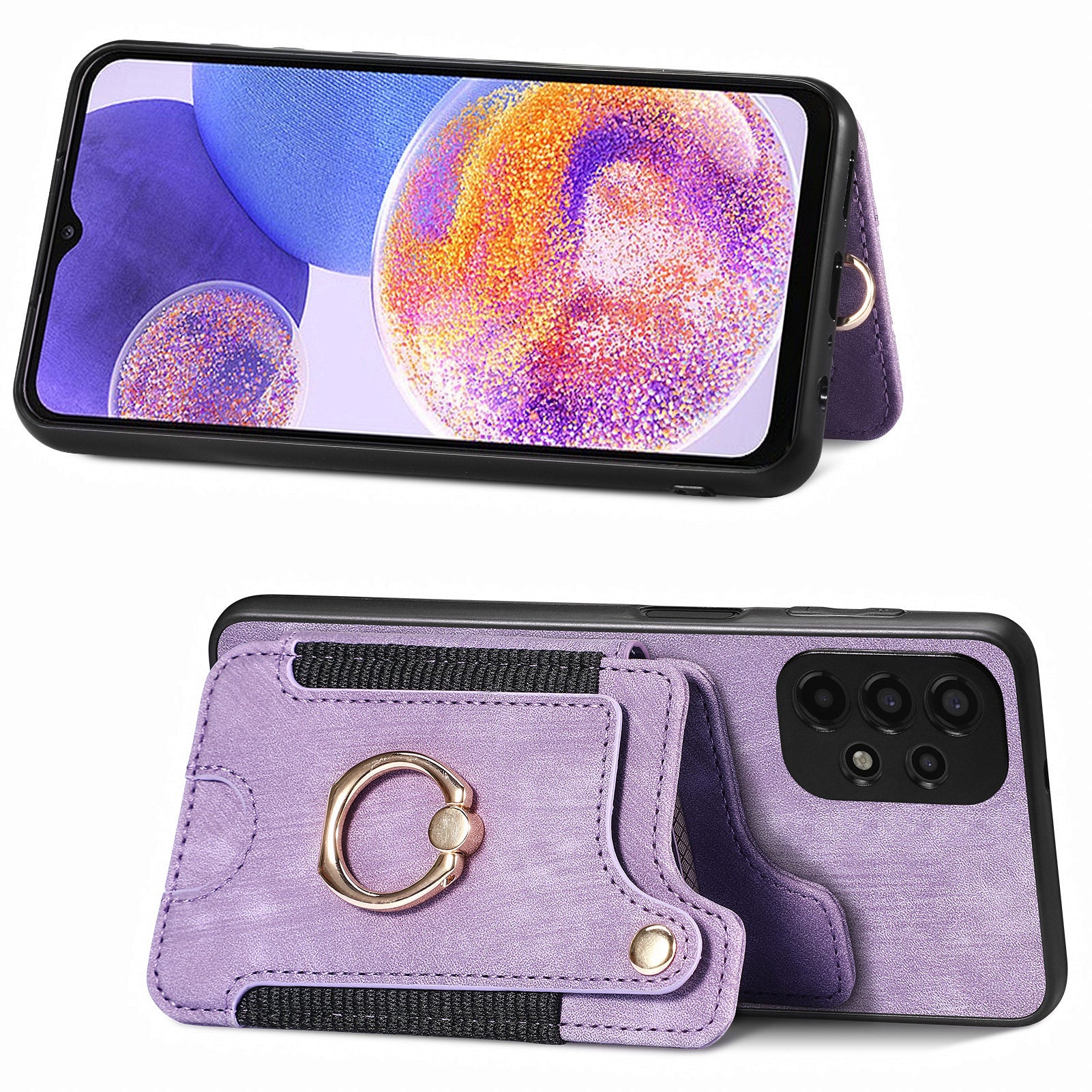 Drop-proof Cover for Samsung Galaxy A23 4G / 5G RFID Blocking Card Holder PU Leather PC TPU Kickstand Phone Case