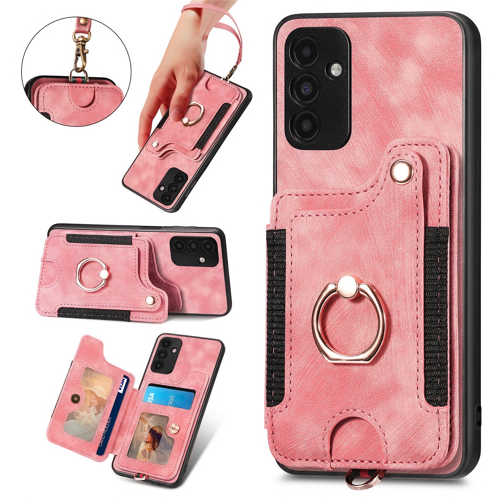 Shockproof Cover for Samsung Galaxy A13 5G RFID Blocking Card Holder PU Leather PC TPU Kickstand Phone Case