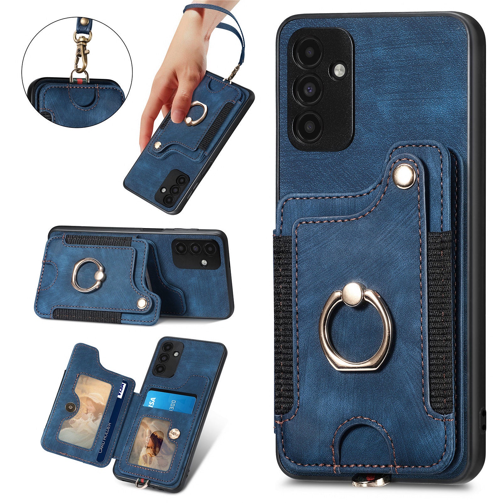 Shockproof Cover for Samsung Galaxy A13 5G RFID Blocking Card Holder PU Leather PC TPU Kickstand Phone Case