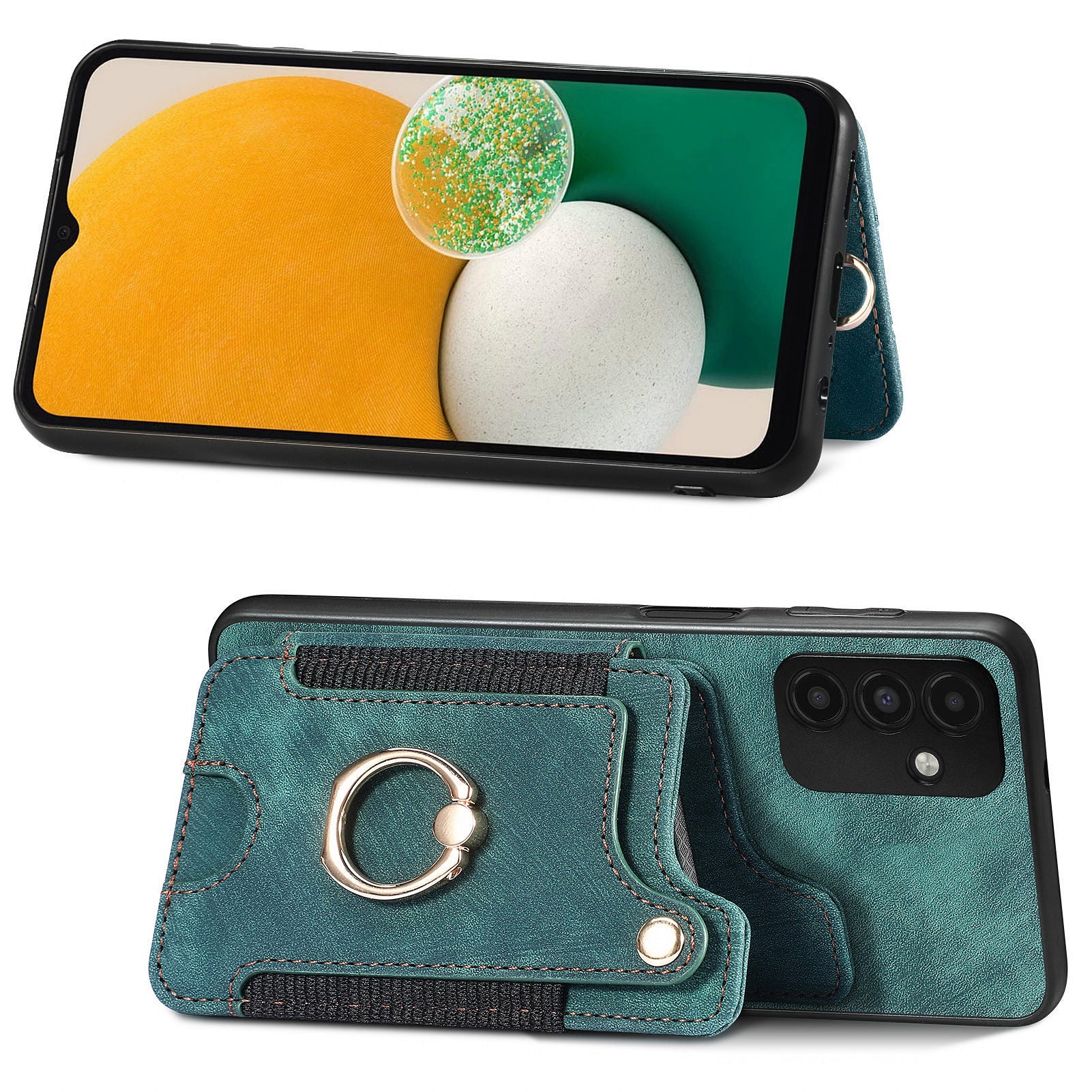 Shockproof Cover for Samsung Galaxy A13 5G RFID Blocking Card Holder PU Leather PC TPU Kickstand Phone Case