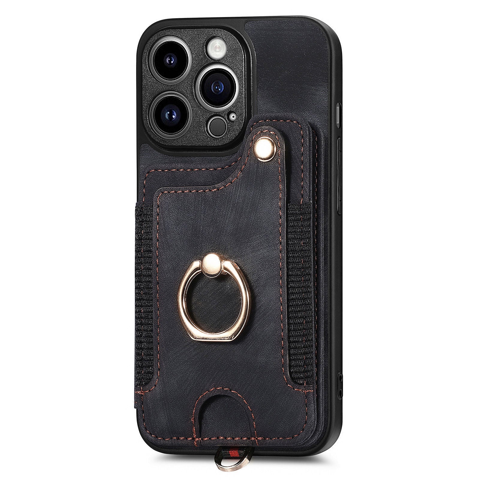 For iPhone 14 Pro Max Card Slots Phone Case Kickstand PU Leather Coated PC+TPU RFID Blocking Cover