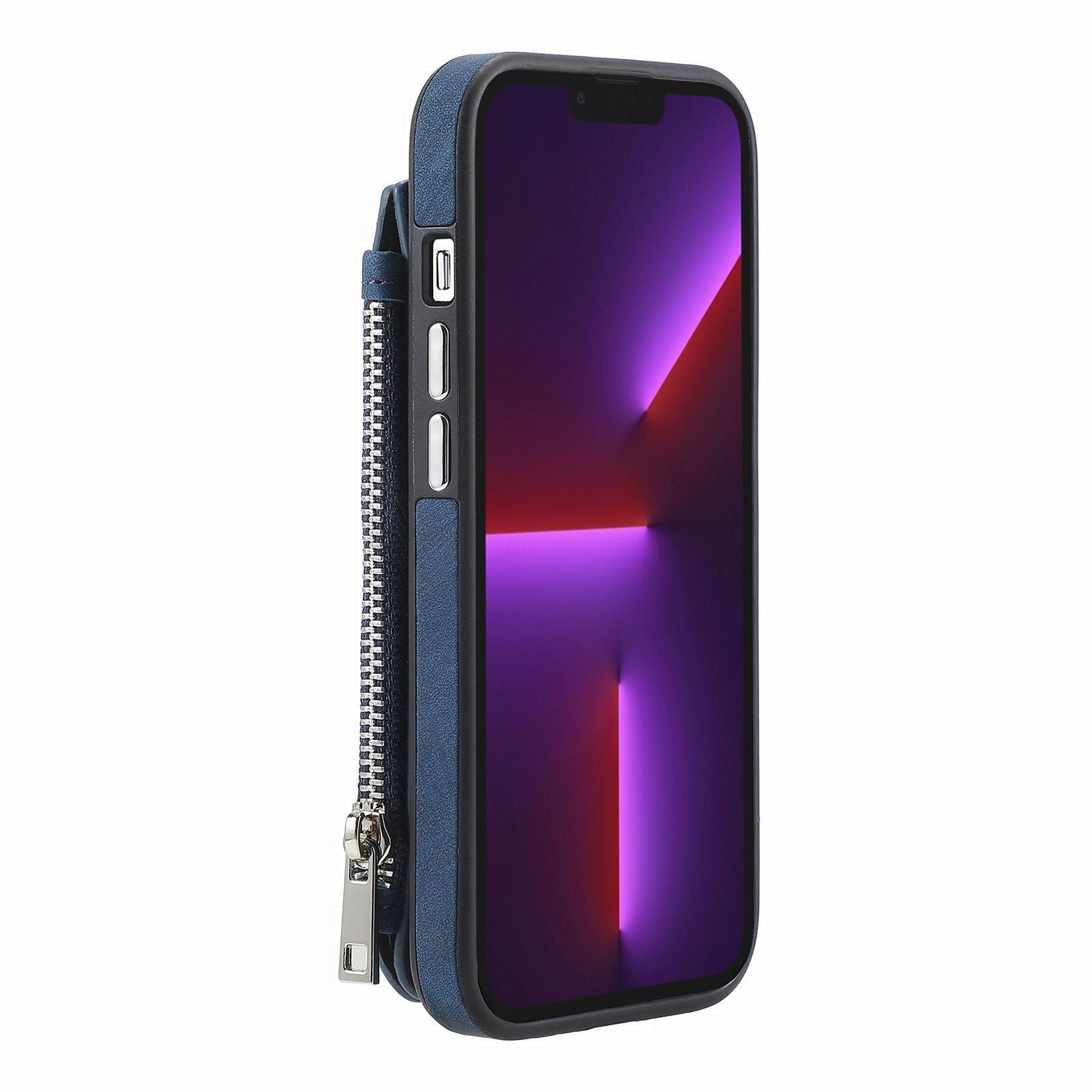 Shockproof Case for iPhone 13 Pro 6.1 inch Zippered Wallet Magnetic Phone Shell PU Leather TPU Phone Cover