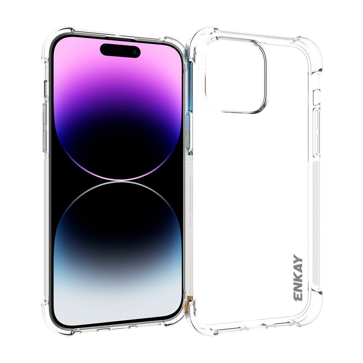 ENKAY HAT PRINCE Clear TPU Case for iPhone 14 Pro Shockproof Phone Cover with High Aluminium-silicon Glass Screen Film