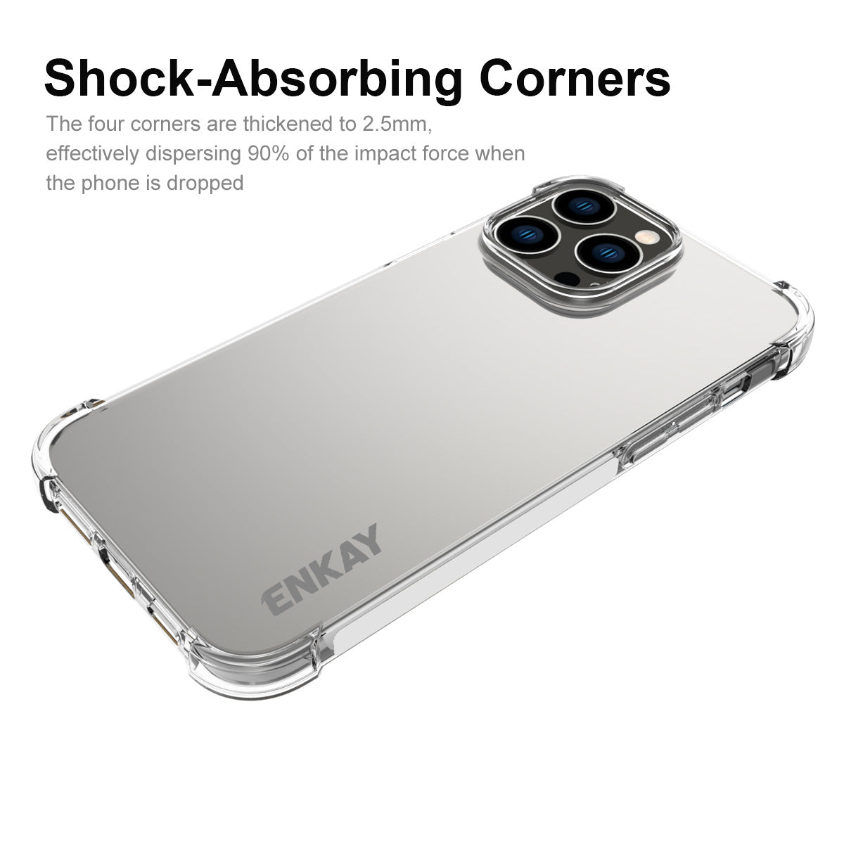 ENKAY HAT PRINCE Clear TPU Case for iPhone 14 Pro Shockproof Phone Cover with High Aluminium-silicon Glass Screen Film