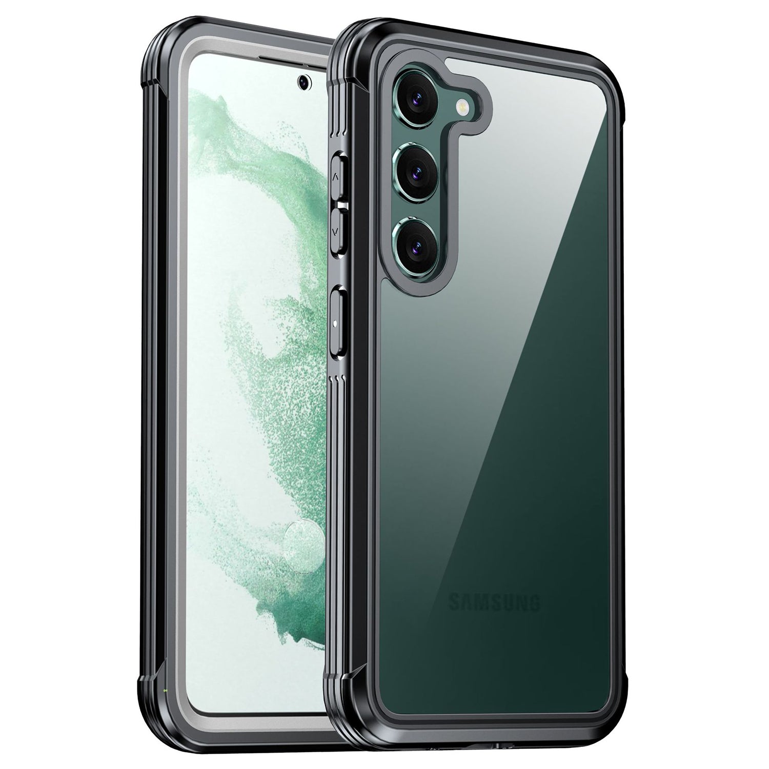 For Samsung Galaxy S22 5G Transparent Phone Case PC + TPU Smartphone Cover with PET Screen Protector