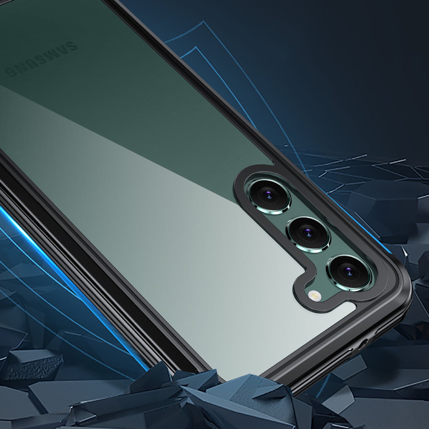 For Samsung Galaxy S22 5G Transparent Phone Case PC + TPU Smartphone Cover with PET Screen Protector