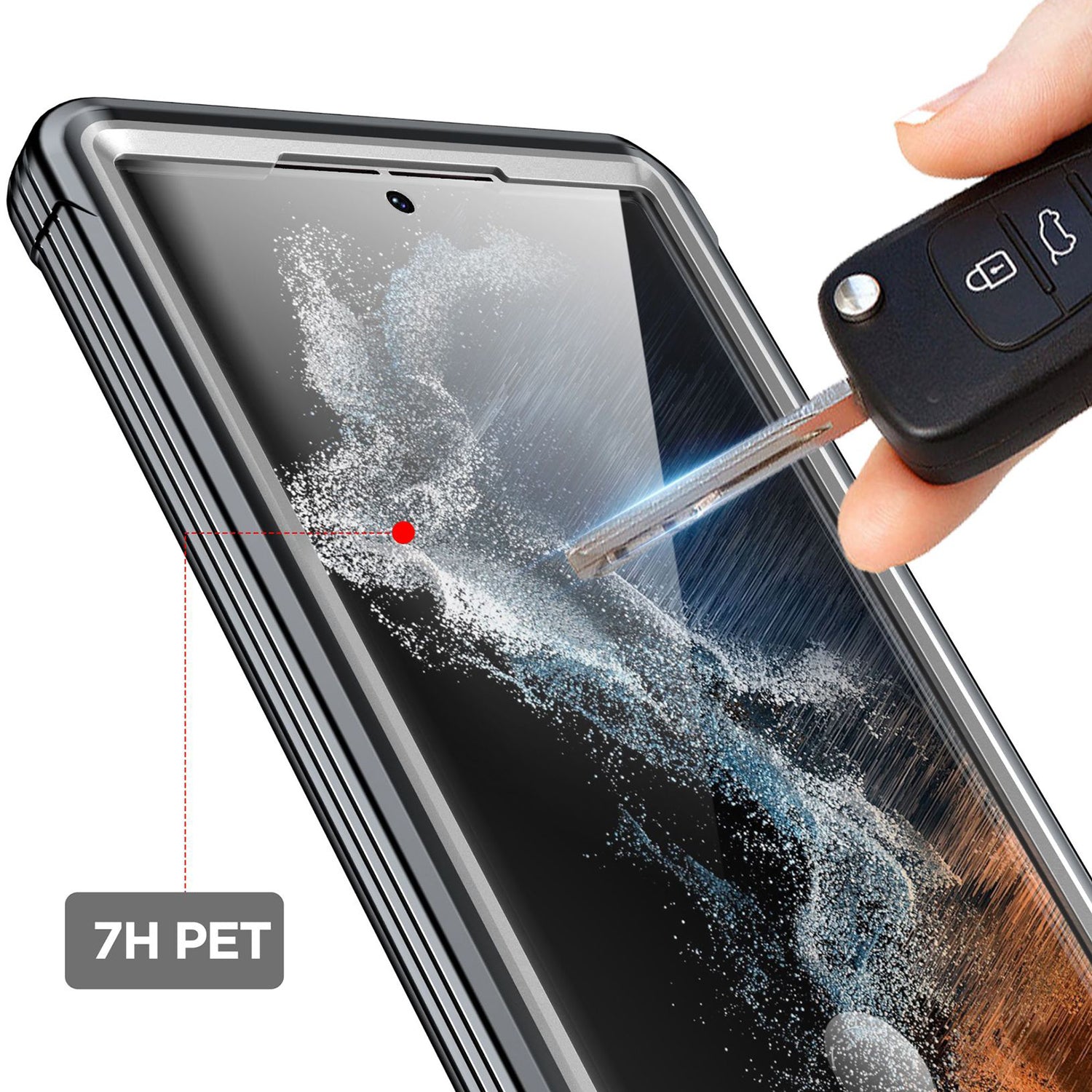 For Samsung Galaxy S23 Ultra Shockproof Phone Cover PC + TPU Clear Case with PET Screen Protector