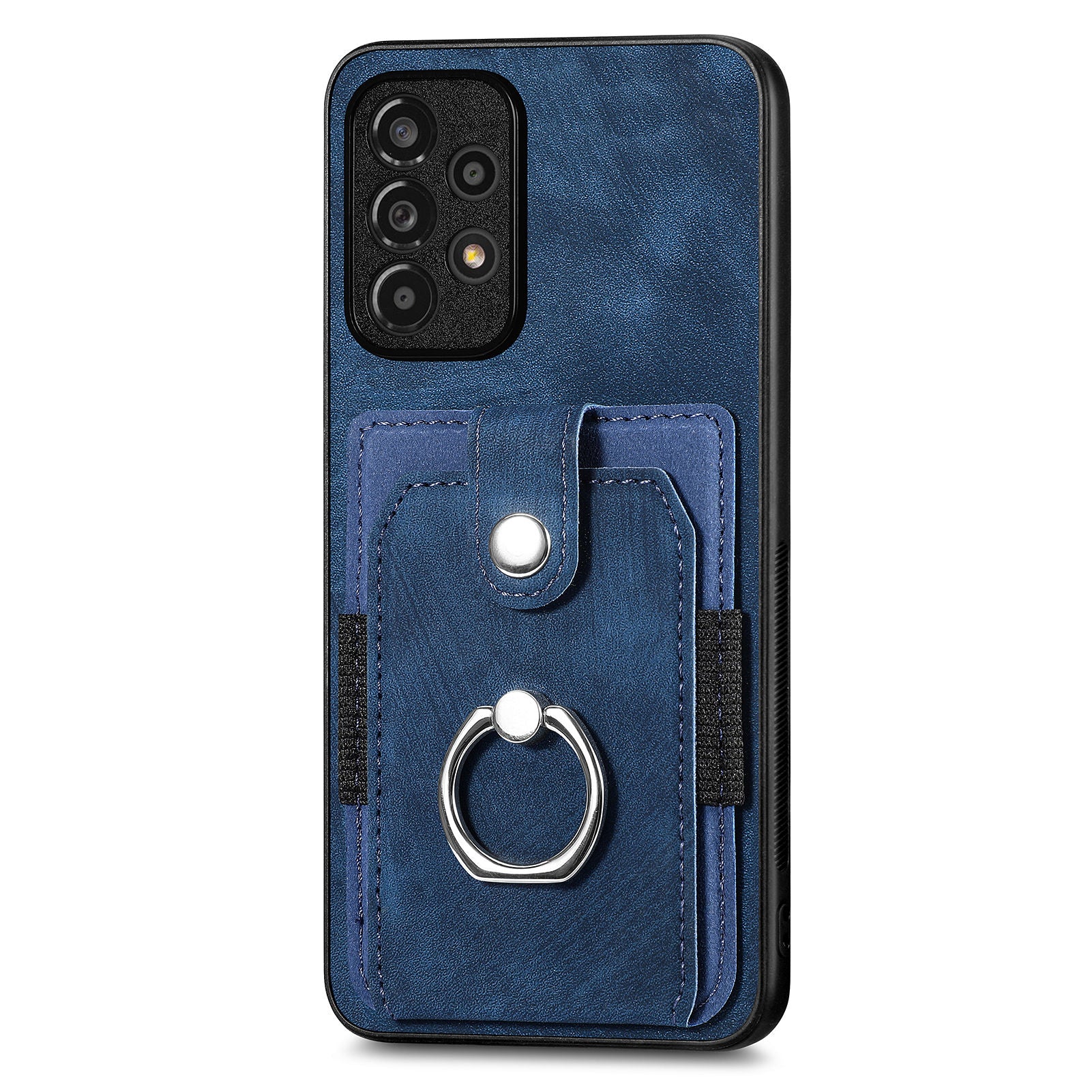 For Samsung Galaxy A53 5G Card Slot Anti-Scratch Phone Case Ring Holder Kickstand PU Leather PC TPU Cover