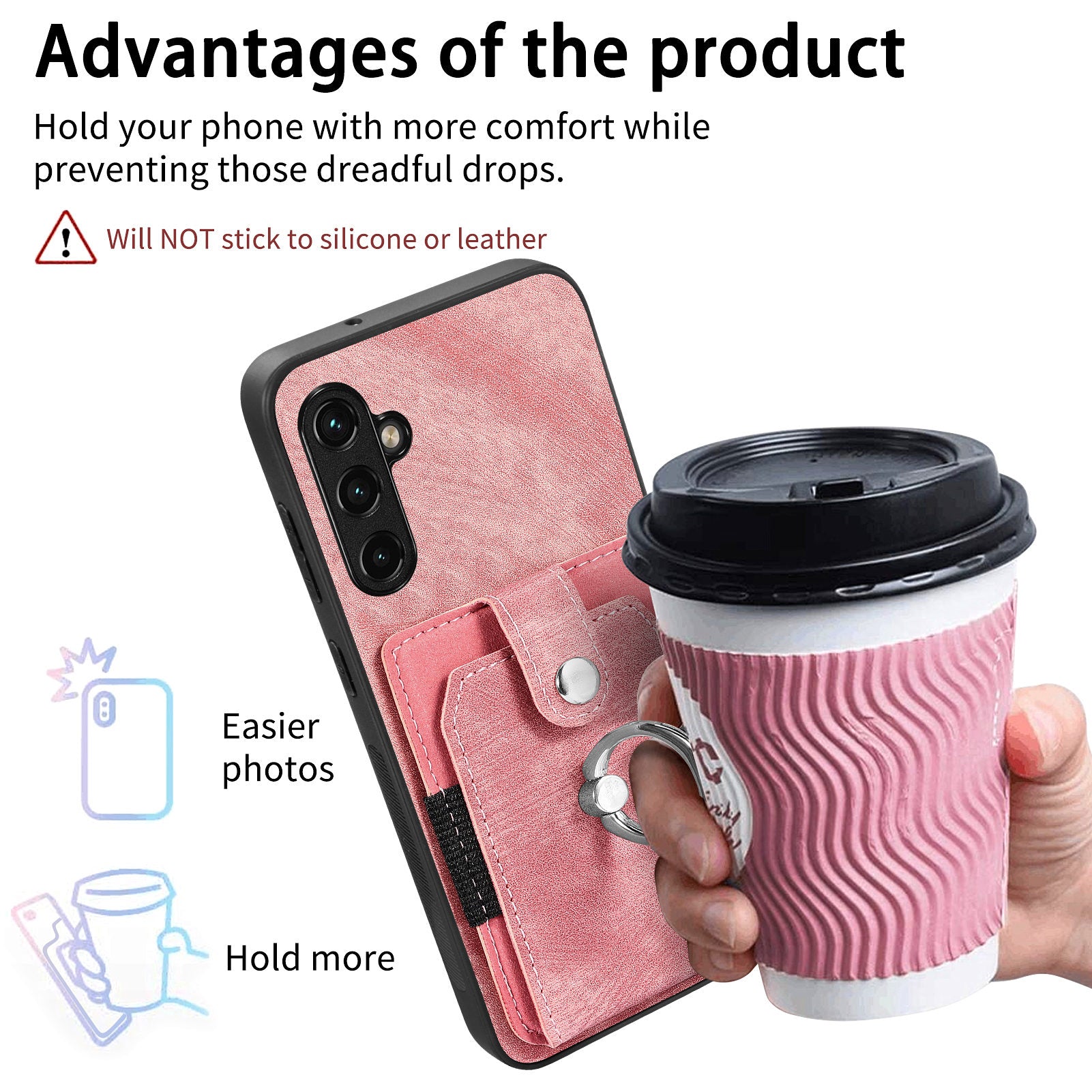 Dustproof Phone Case for Samsung Galaxy A54 5G Ring Holder Kickstand PU Leather PC TPU Card Slot Cover