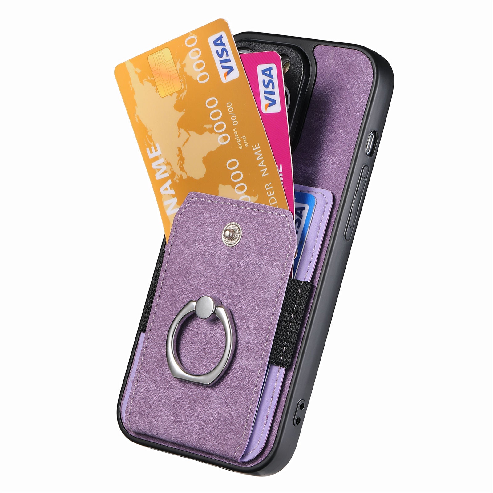 Til Samsung Galaxy S21 FE 5G Kortholder Telefon Case PU Læder TPU PC Slim Telefon Cover med Ring Kickstand