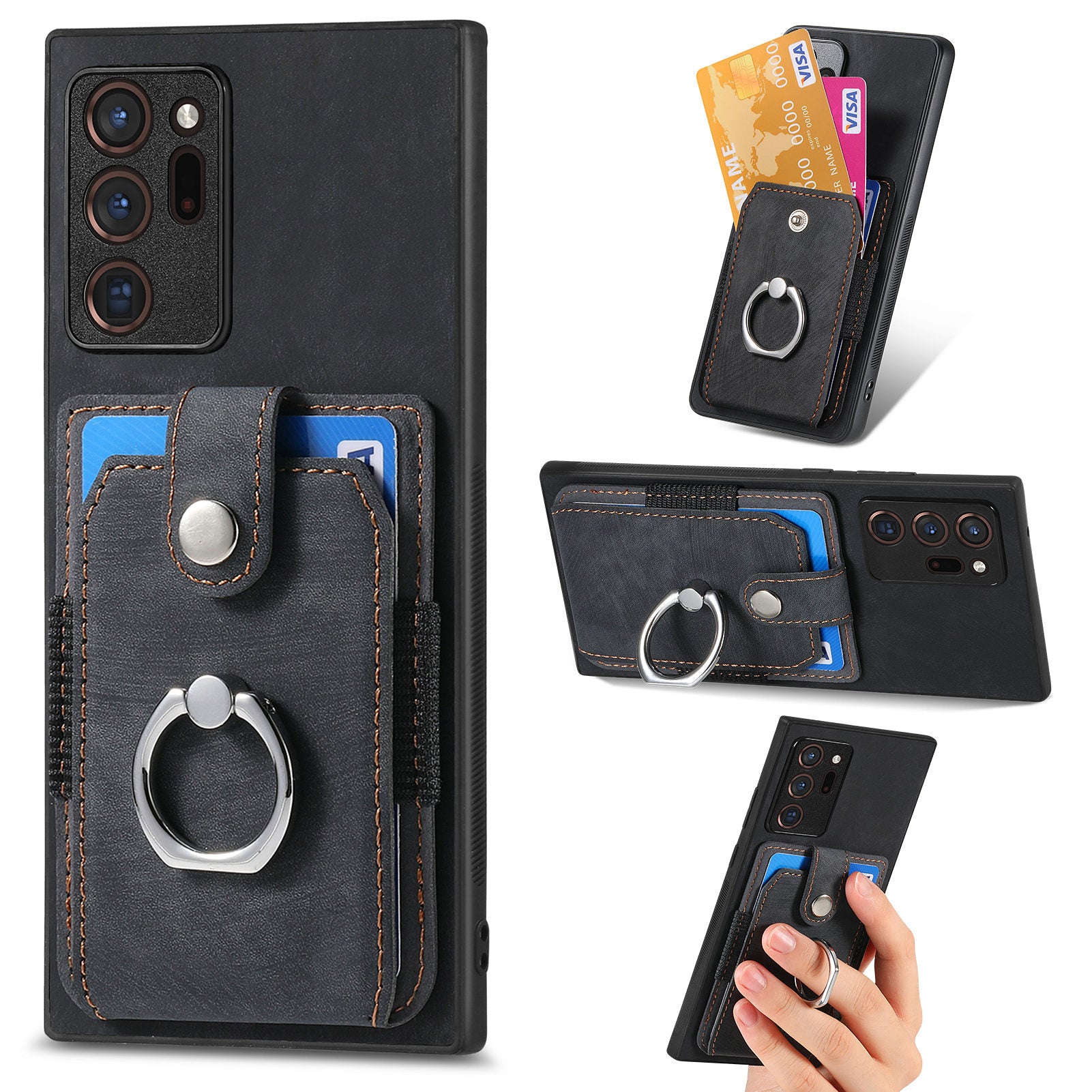 Til Samsung Galaxy Note20 Ultra / Note20 Ultra 5G etui PU læder TPU PC Kickstand telefoncover med kortholder