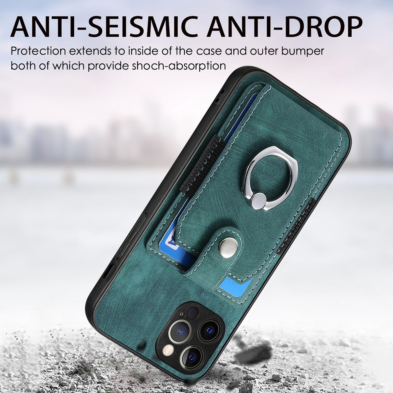 Protective Case for iPhone 13 Pro Max 6.7 inch PU Leather TPU PC Cover Card Holder Kickstand Phone Case