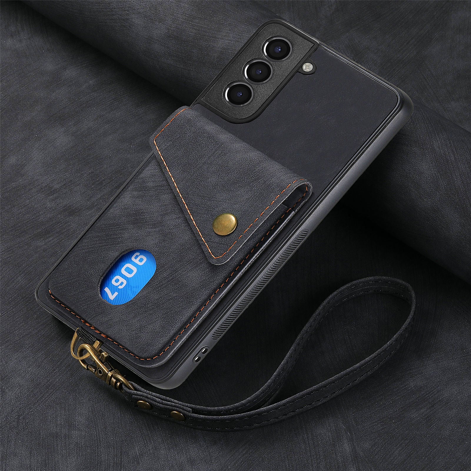 Til Samsung Galaxy S21 FE 5G Kickstand-etui PU-læderbelagt PC TPU-telefon Kickstand-cover 