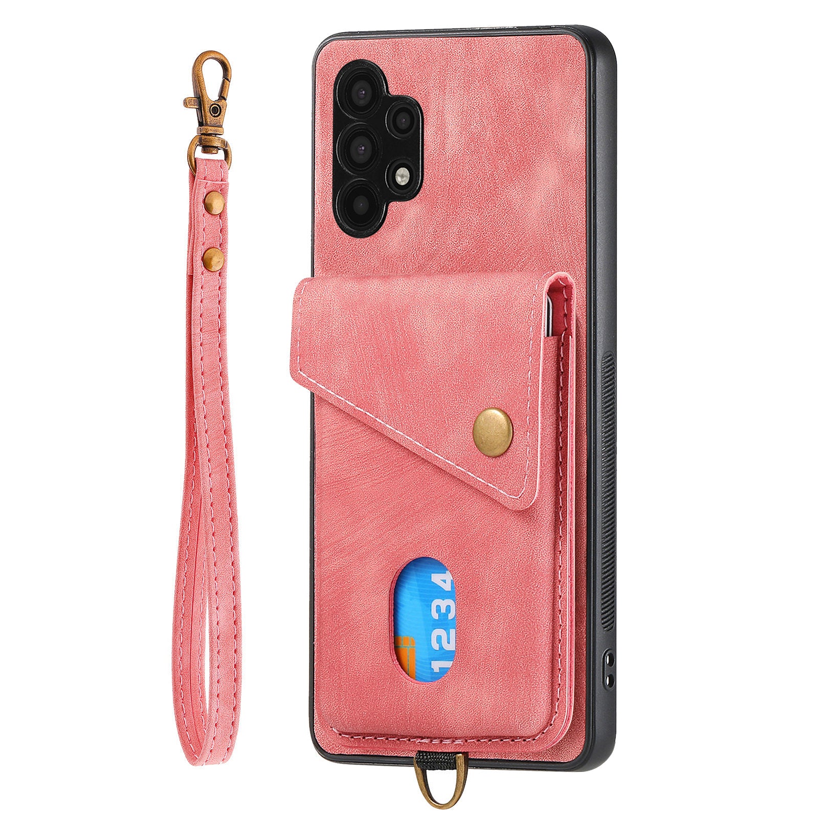 Phone Kickstand Case for Samsung Galaxy A32 5G / M32 5G Leather Coated PC TPU Cover with Card Holder