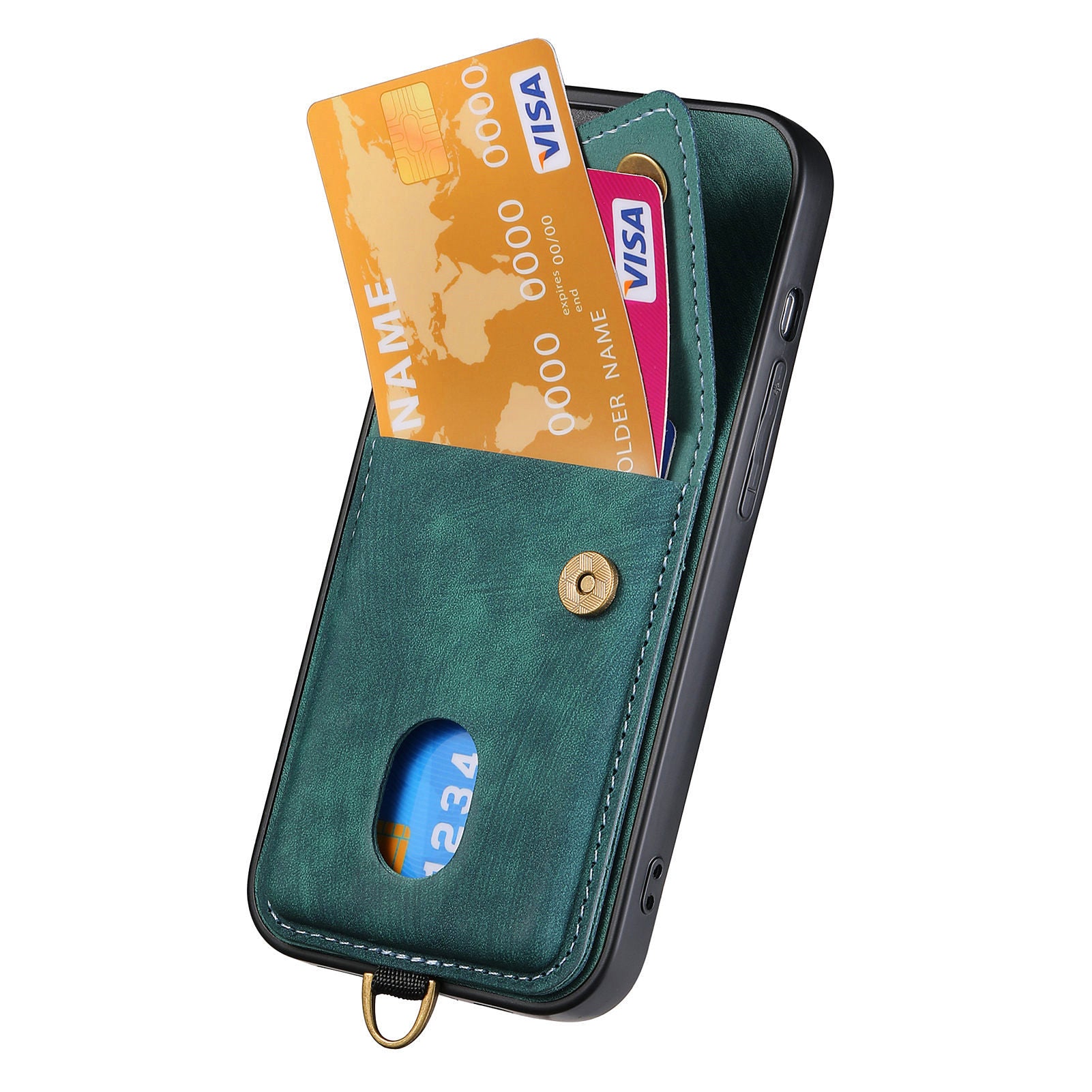 For Samsung Galaxy A22 4G (EU Version) Kickstand Case Leather Coated PC TPU Phone Cover with Card Holder