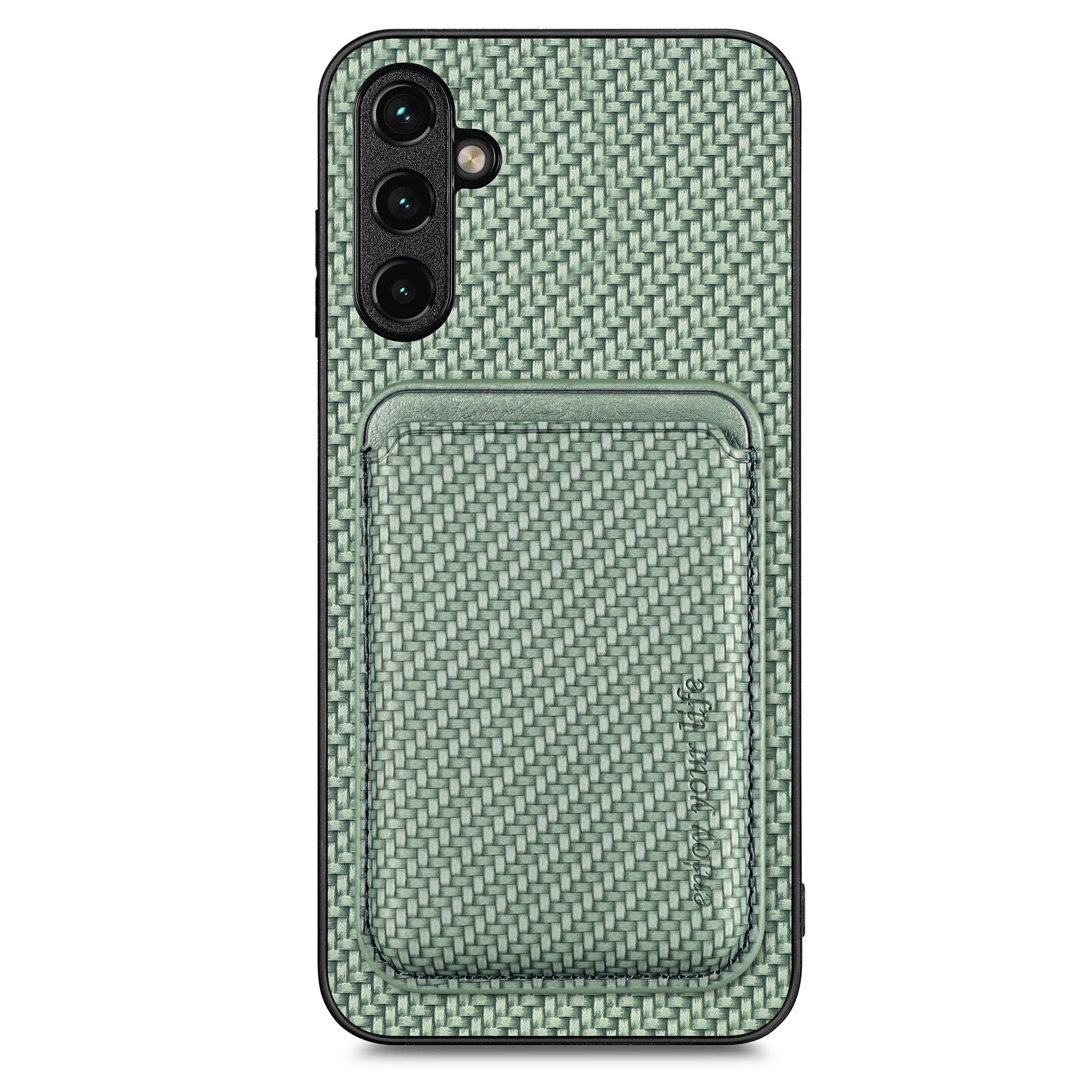 For Samsung Galaxy A34 5G Detachable Card Holder Phone Cover Carbon Fiber PU Leather PC TPU Case