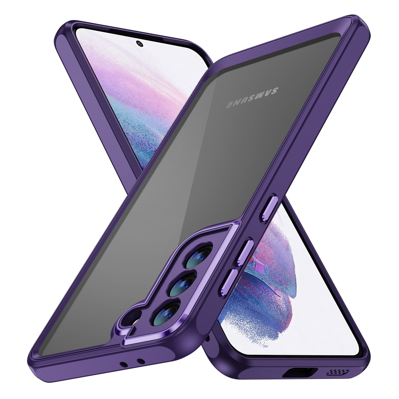 For Samsung Galaxy S21 5G Clear Phone Case Hard Acrylic Back Soft TPU Anti-Scratch Cover