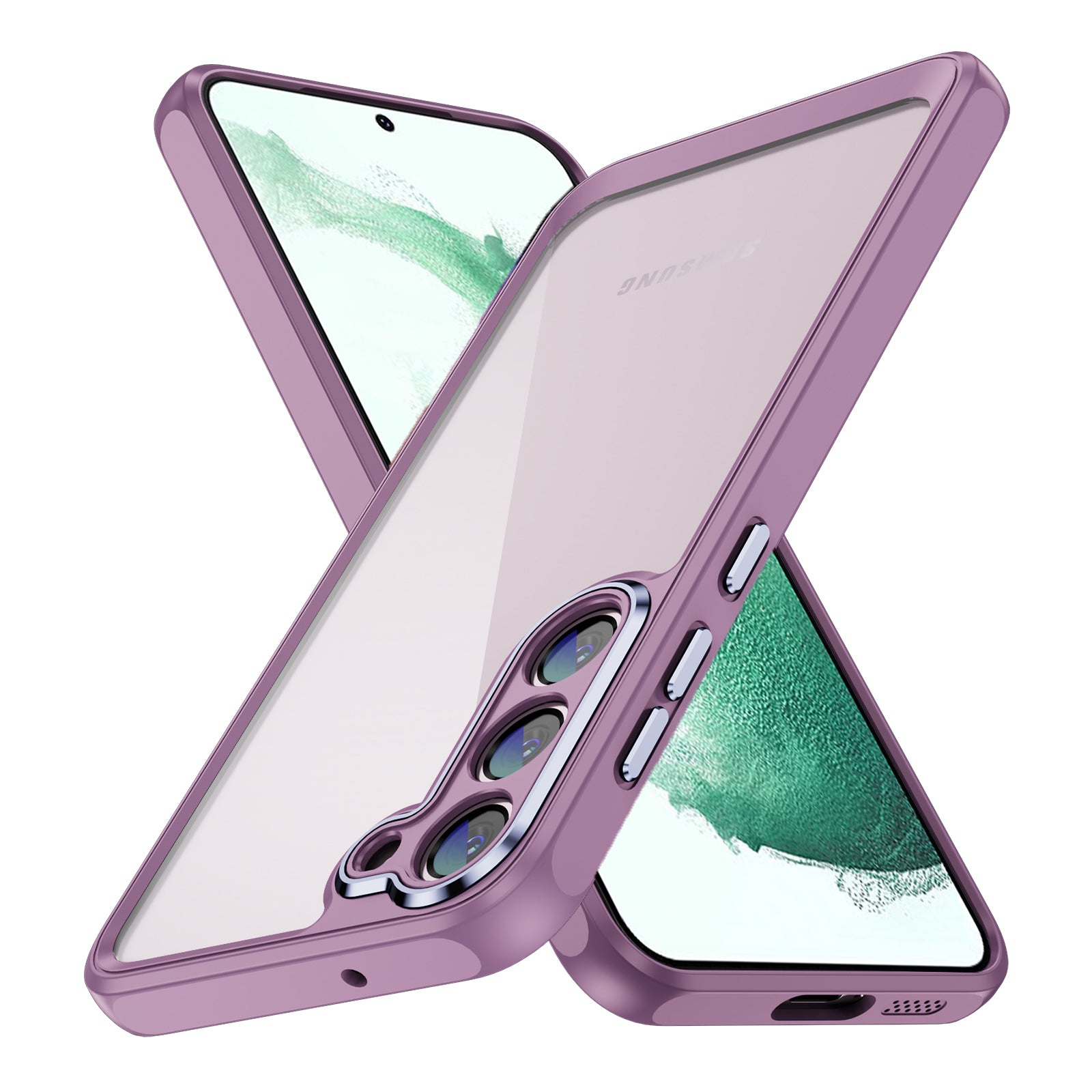 For Samsung Galaxy S22 5G Phone Case Clear Acrylic TPU Frame Protective Cover