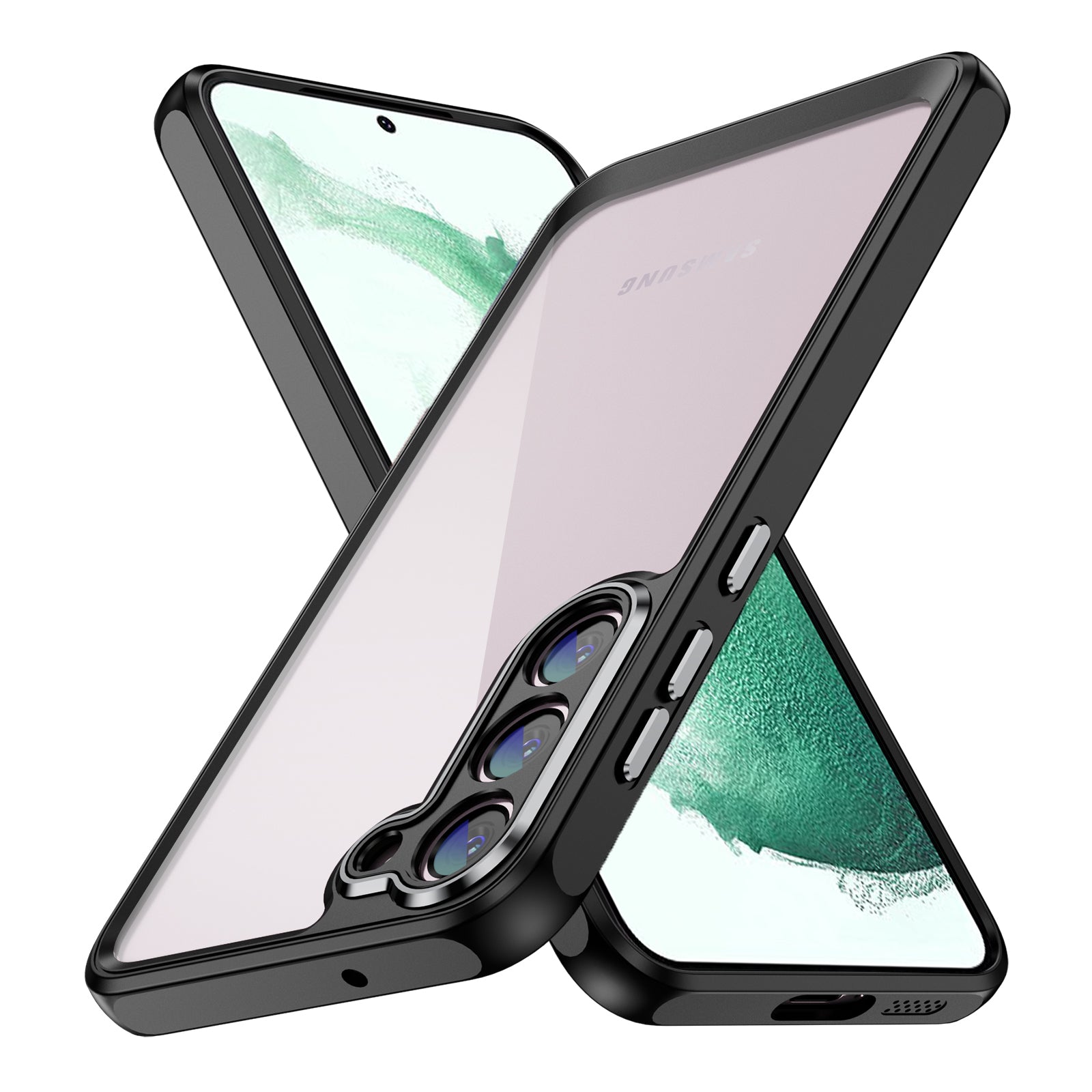 For Samsung Galaxy S22 5G Phone Case Clear Acrylic TPU Frame Protective Cover