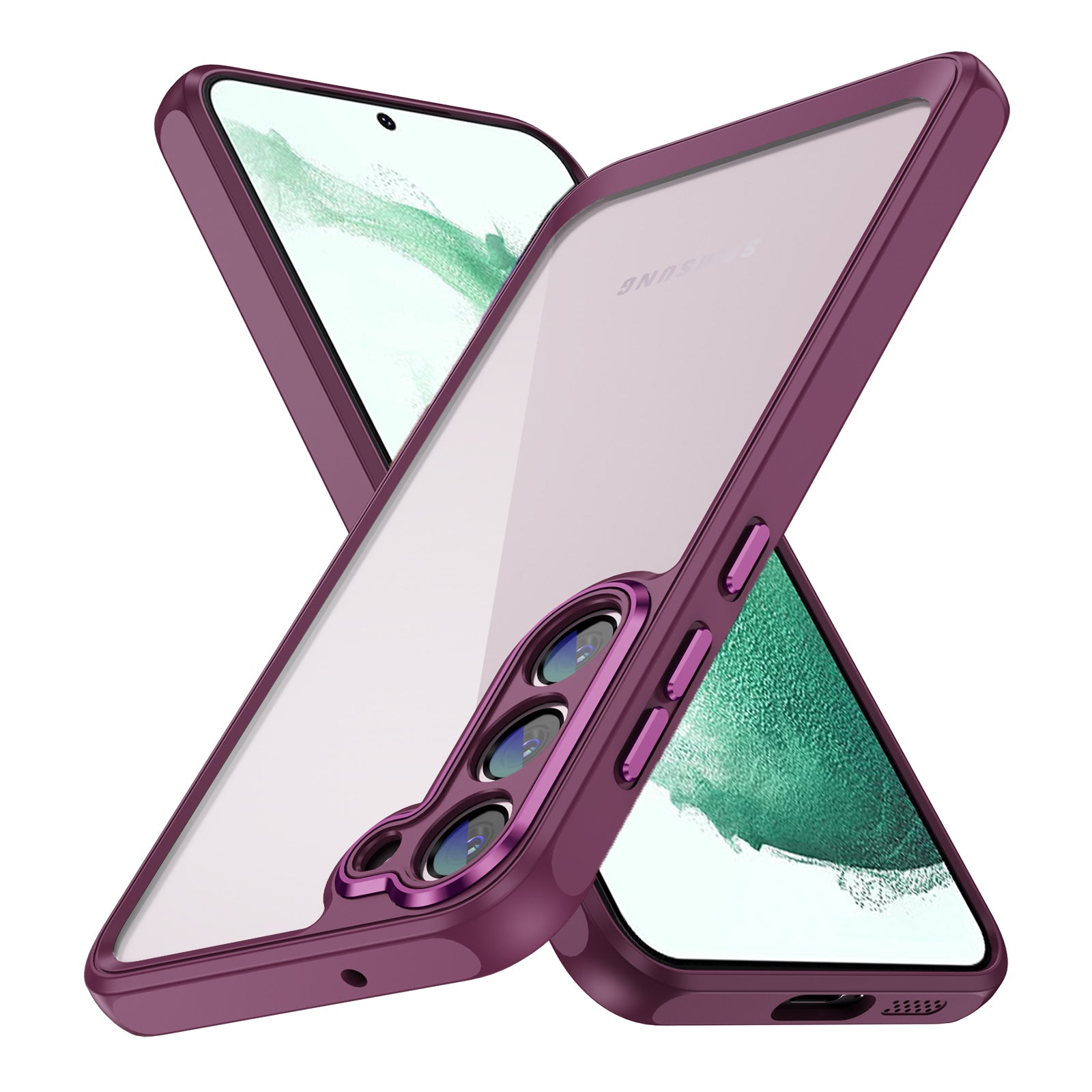 For Samsung Galaxy S22 5G Phone Case Clear Acrylic TPU Frame Protective Cover