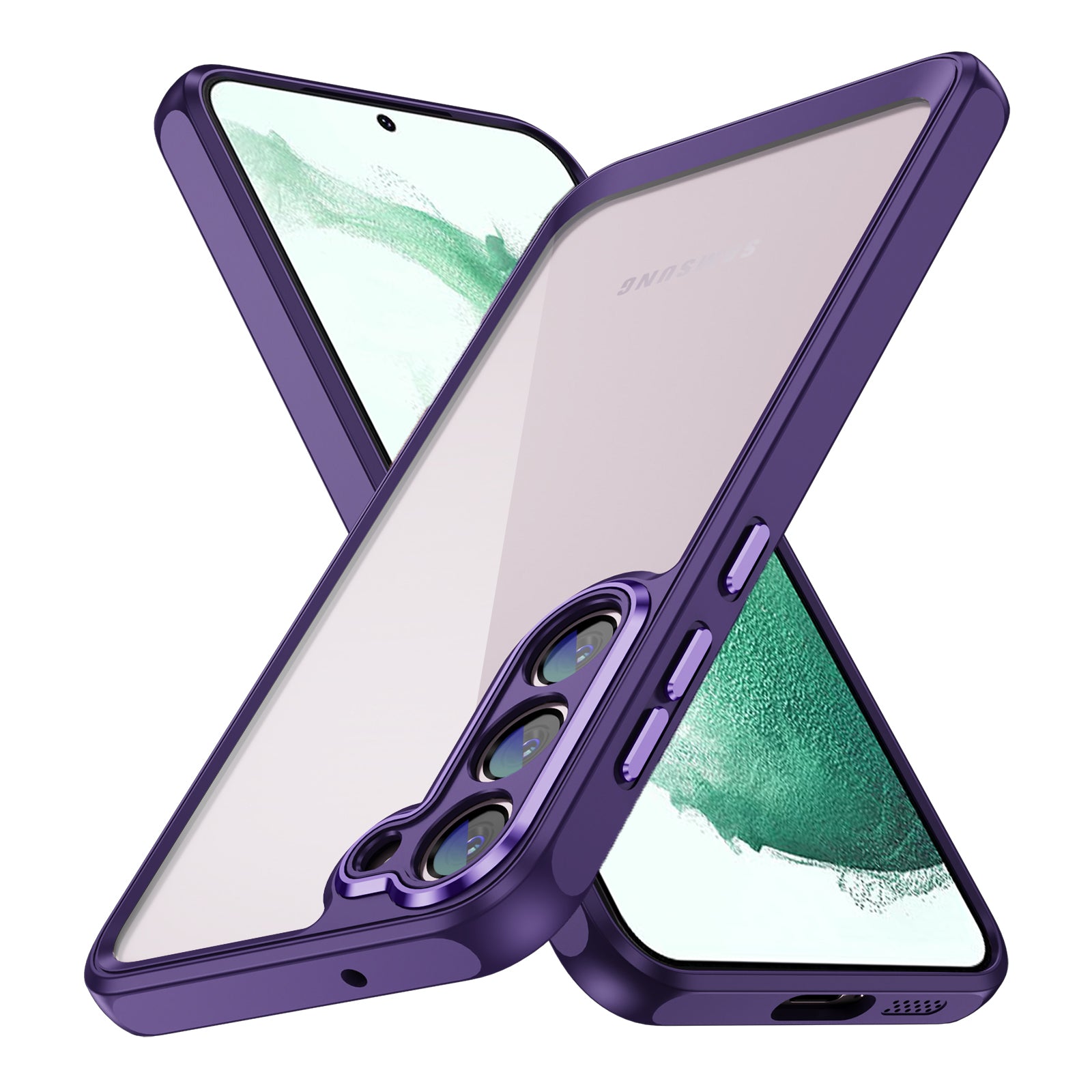 For Samsung Galaxy S22 5G Phone Case Clear Acrylic TPU Frame Protective Cover