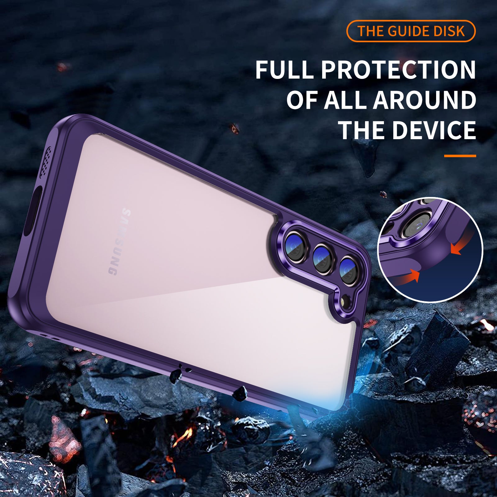 For Samsung Galaxy S22 5G Phone Case Clear Acrylic TPU Frame Protective Cover