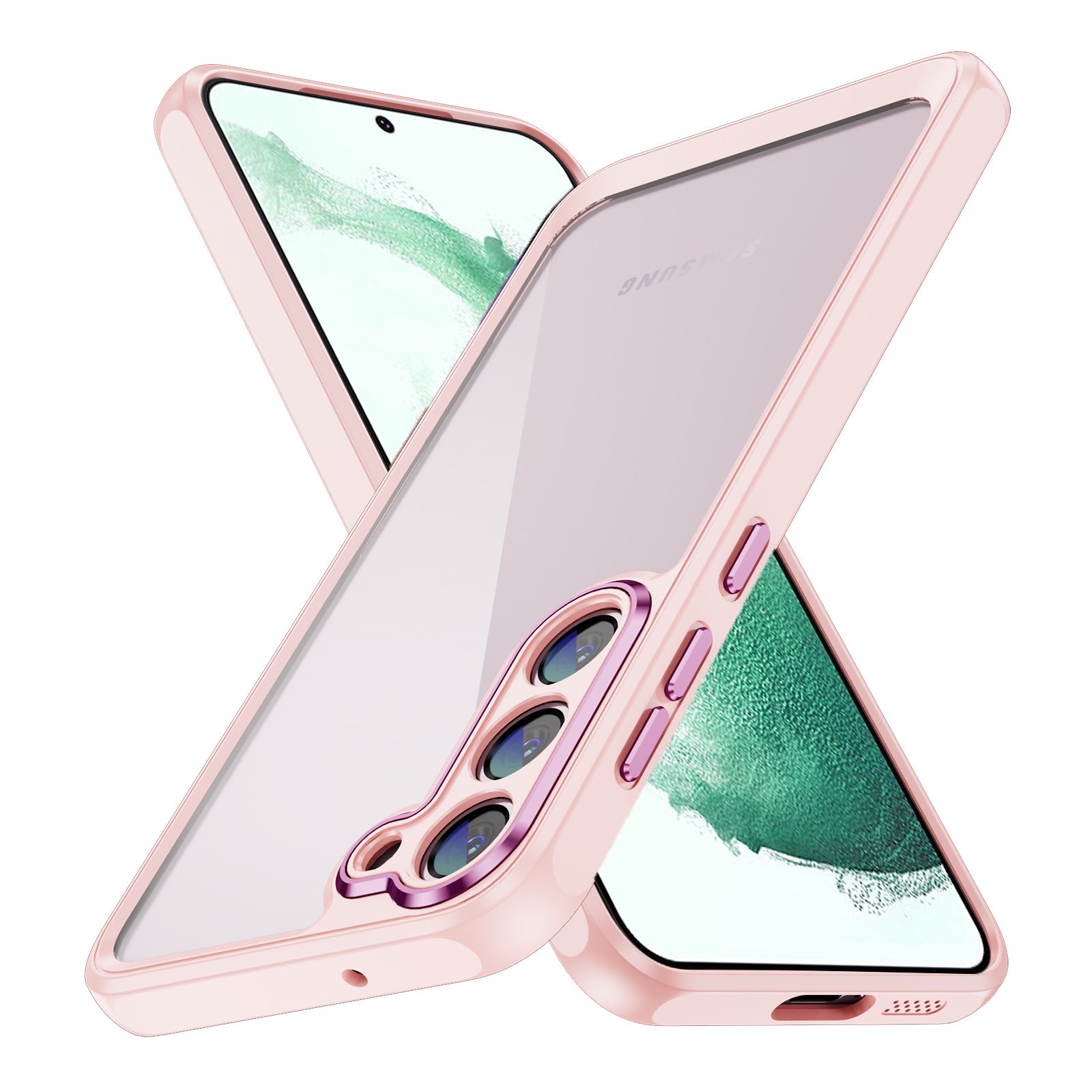 For Samsung Galaxy S22 5G Phone Case Clear Acrylic TPU Frame Protective Cover