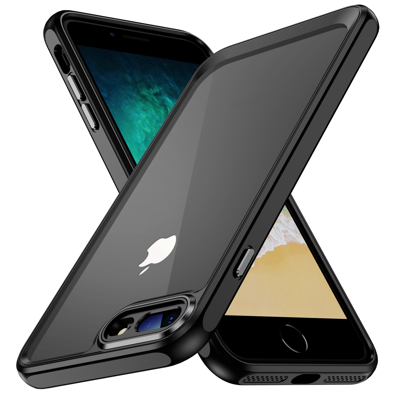 For iPhone 7 Plus 8 Plus Clear Back Case Acrylic + TPU Design Fall Prevention Phone Cover