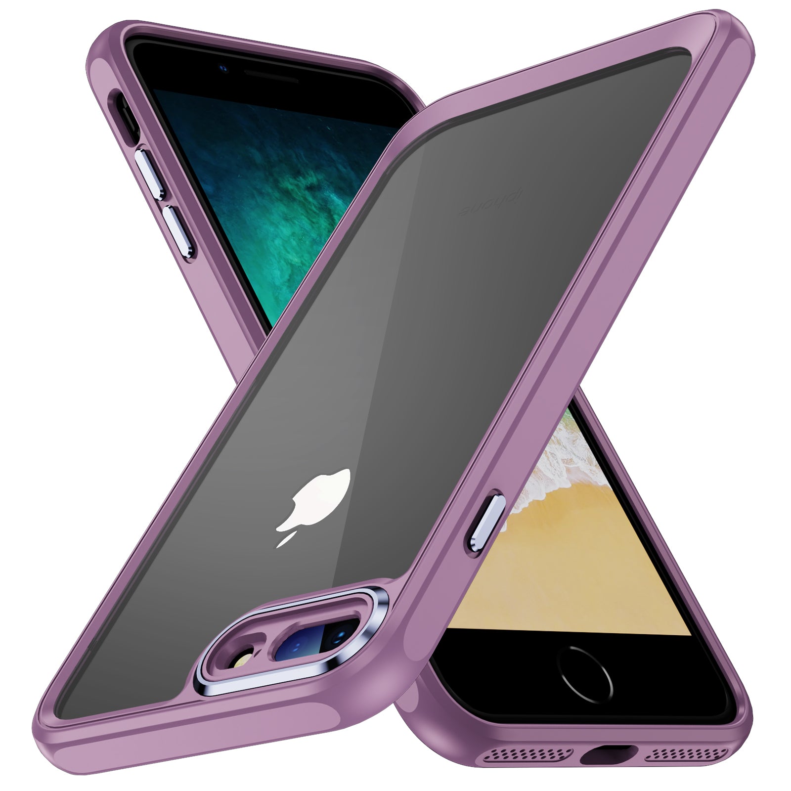 For iPhone 7 Plus 8 Plus Clear Back Case Acrylic + TPU Design Fall Prevention Phone Cover