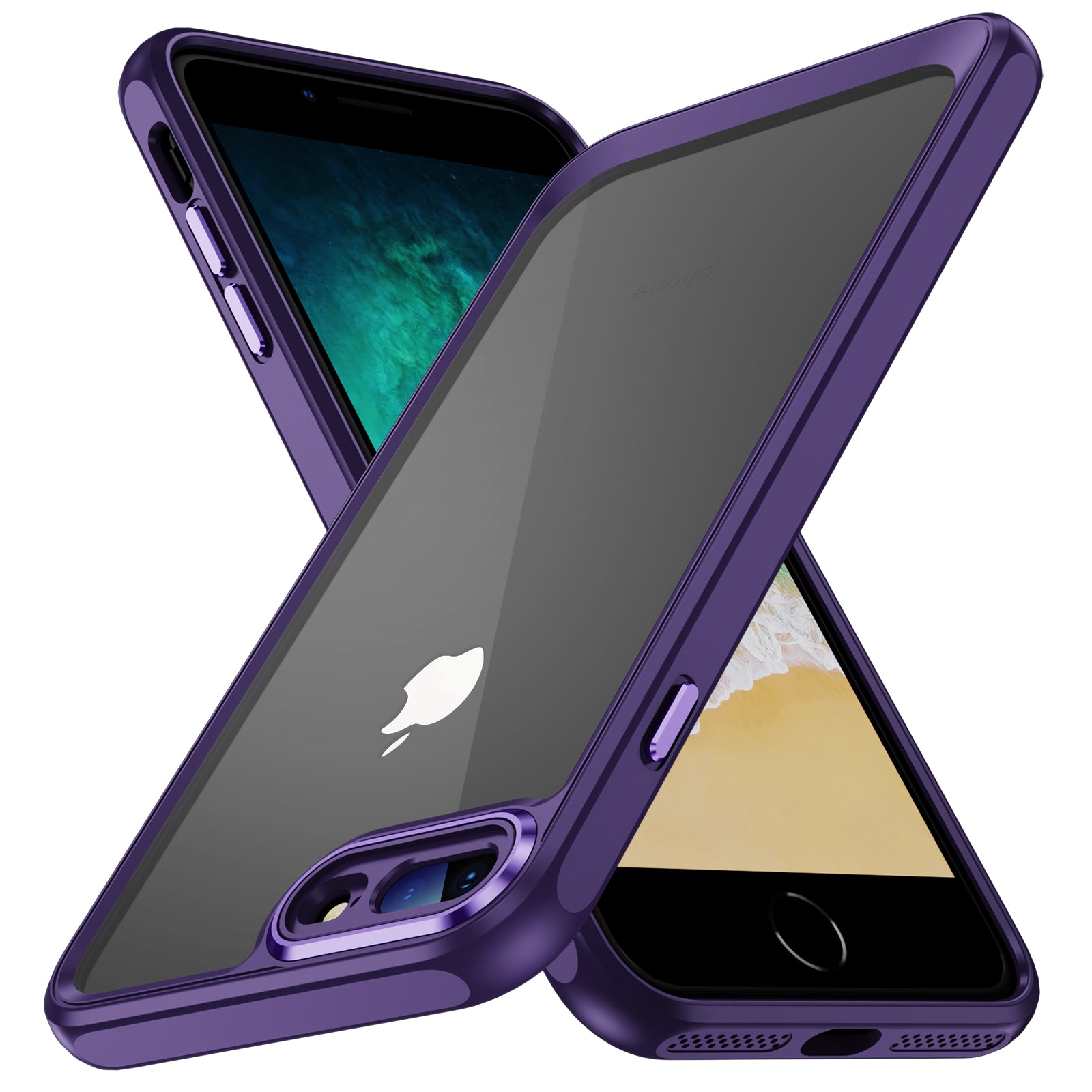 For iPhone 7 Plus 8 Plus Clear Back Case Acrylic + TPU Design Fall Prevention Phone Cover