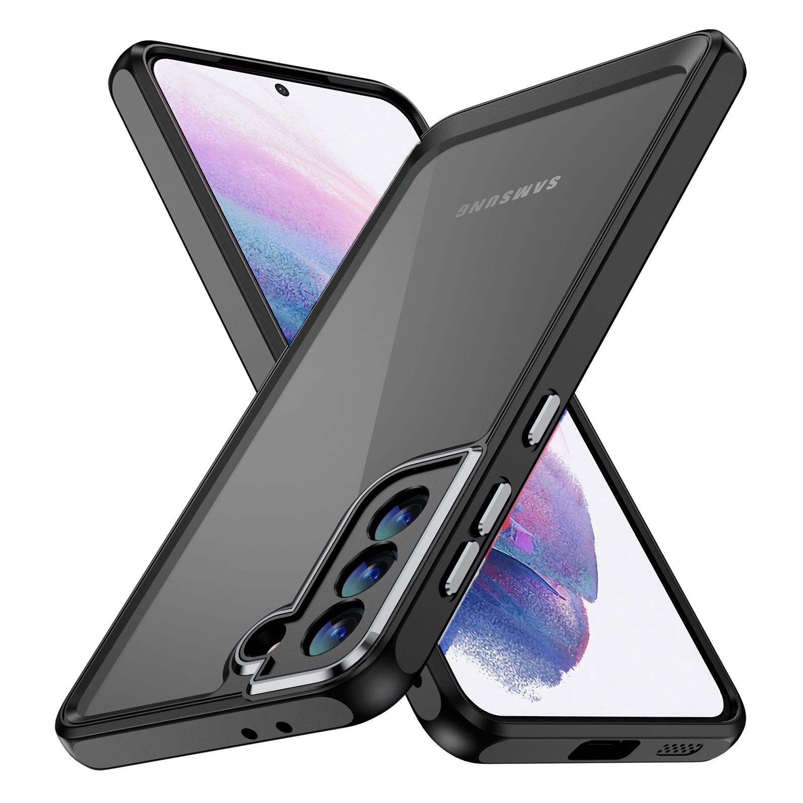 For Samsung Galaxy S21 5G Clear Case Acrylic TPU Hybrid 2-in-1 Shockproof Phone Cover