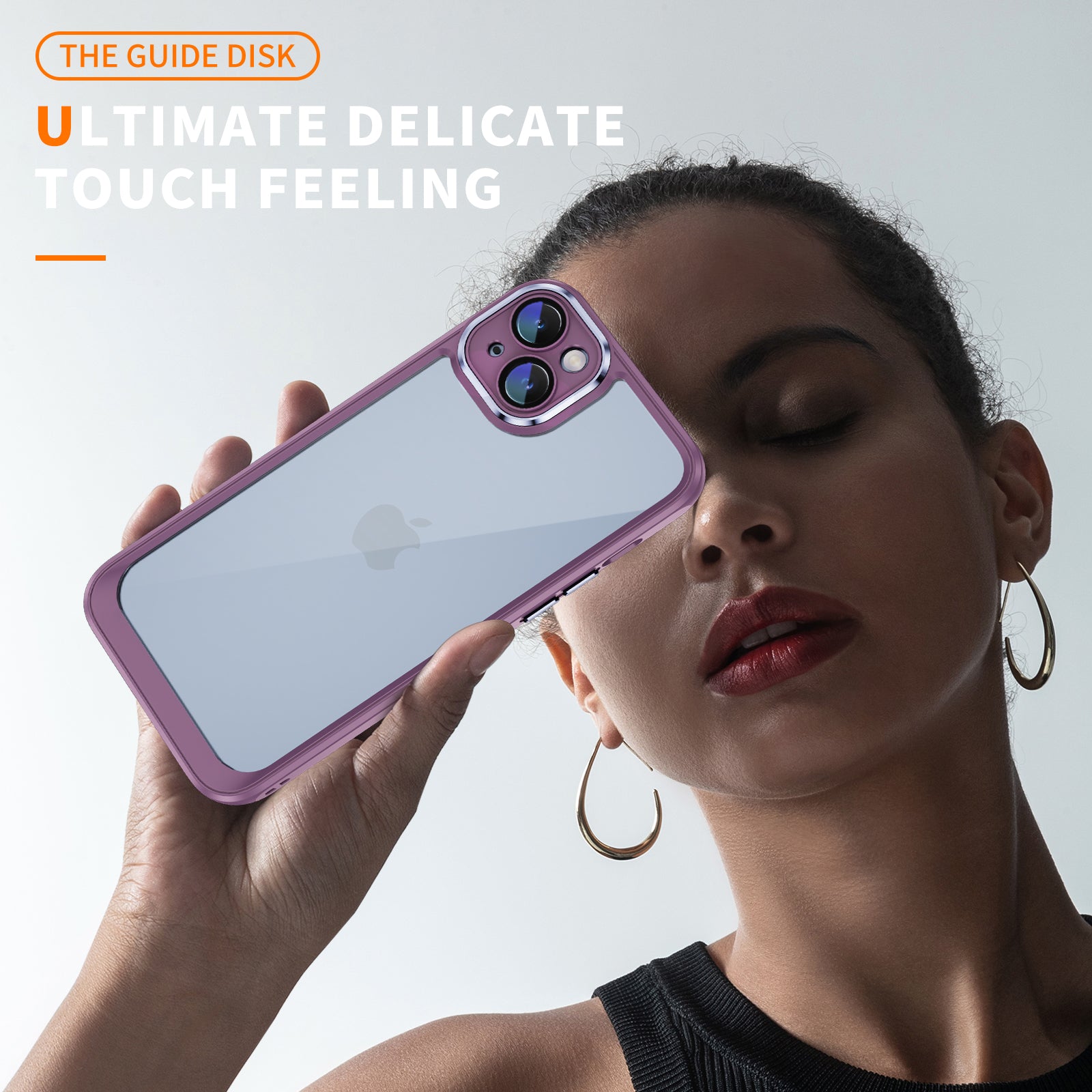 For iPhone 14 Transparent Phone Cover Acrylic Back TPU Frame Anti-Fall Case with Camera Lens Protector