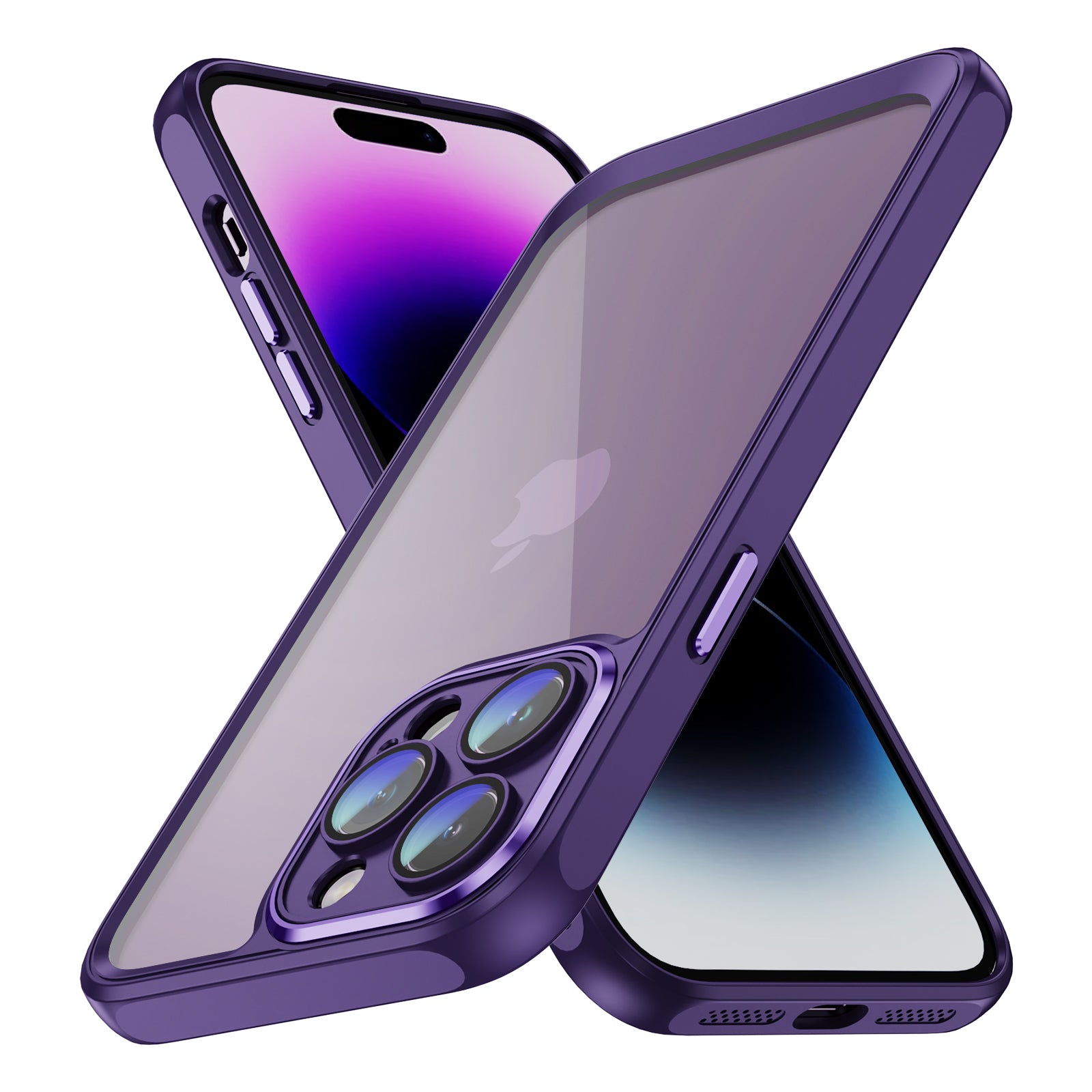 For iPhone 14 Pro Acrylic+TPU Shockproof Cover Transparent Protective Phone Case with Camera Lens Protector