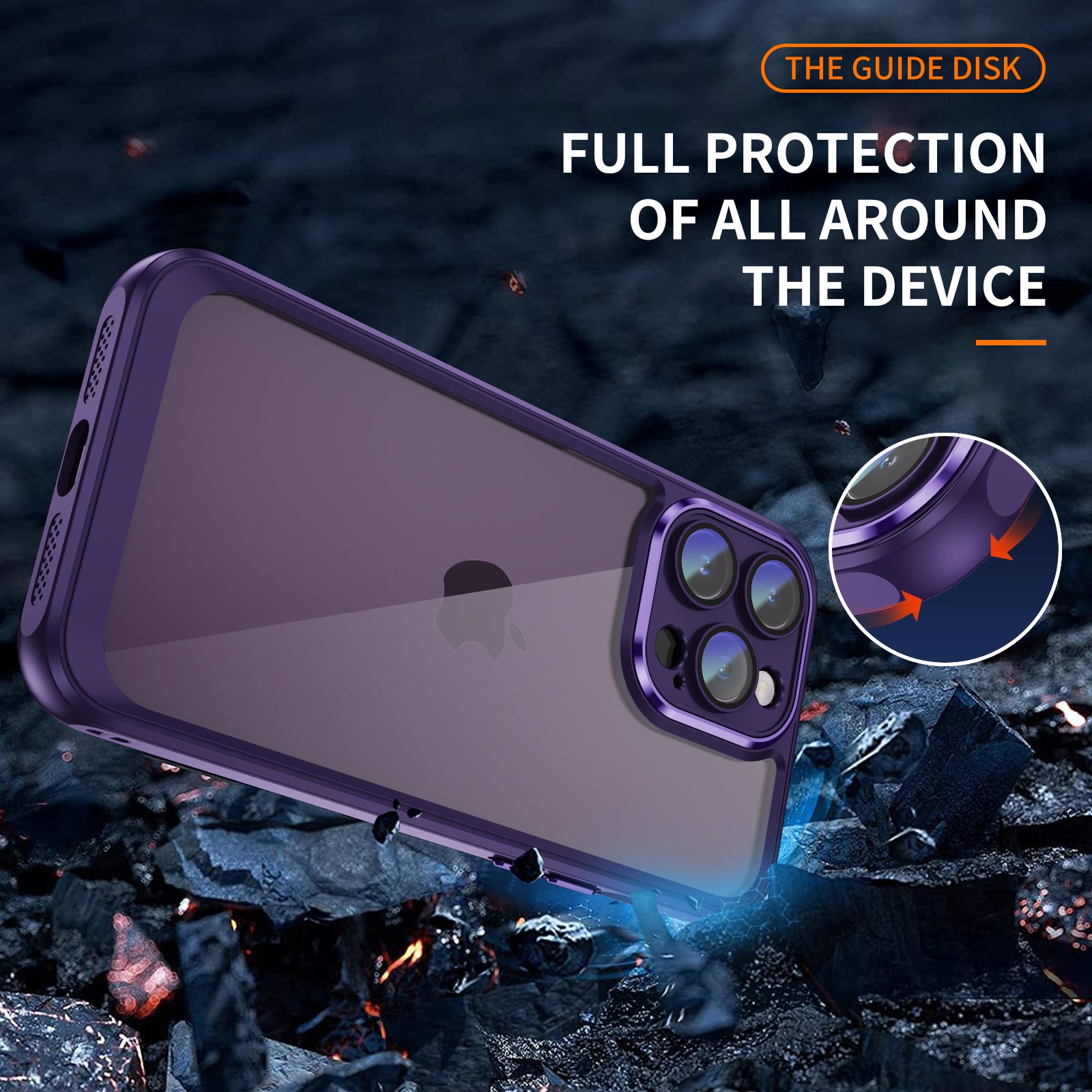 For iPhone 14 Pro Acrylic+TPU Shockproof Cover Transparent Protective Phone Case with Camera Lens Protector