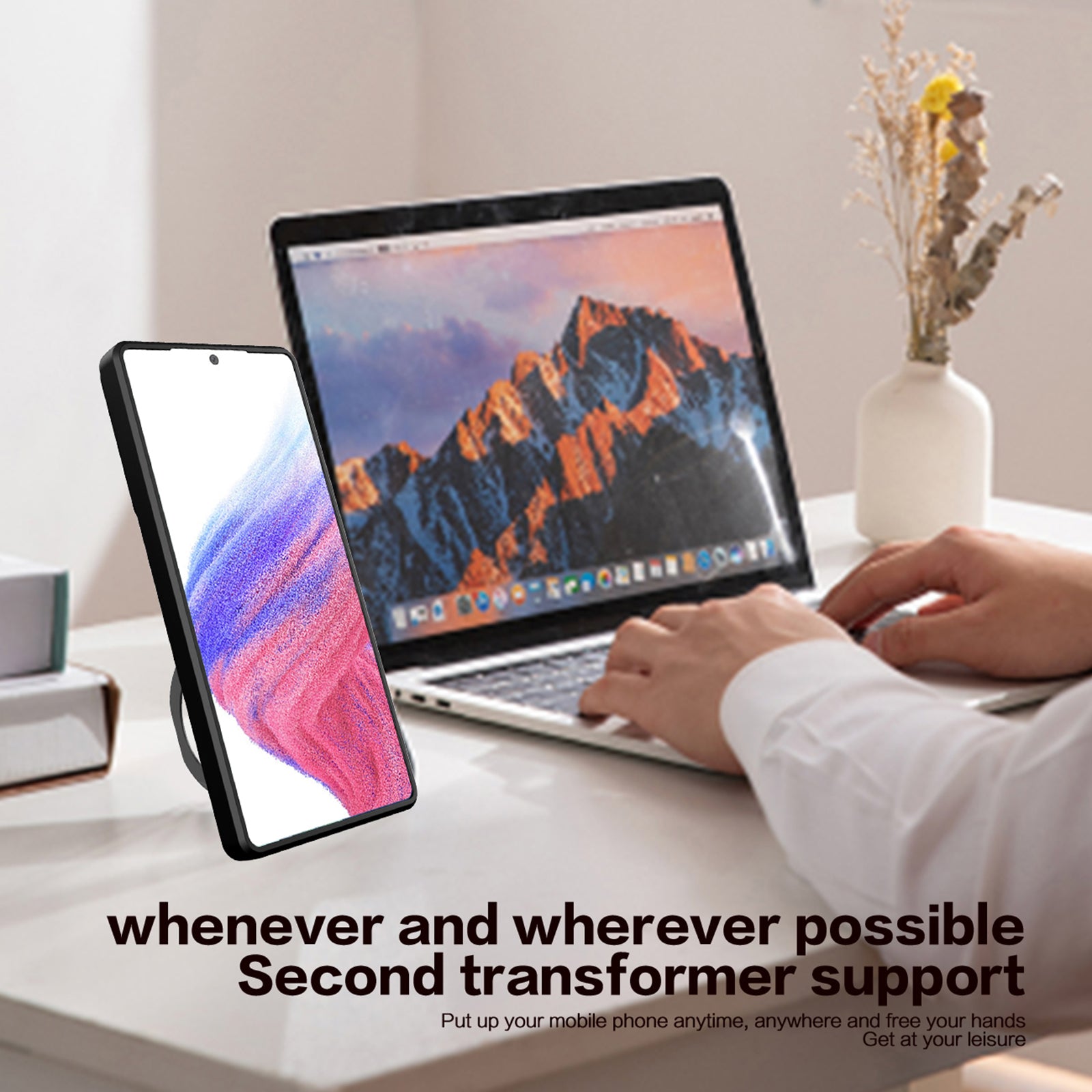 For Samsung Galaxy A53 5G TPU PC Phone Case Kickstand Shockproof Cover with Slide Camera Lens Protector