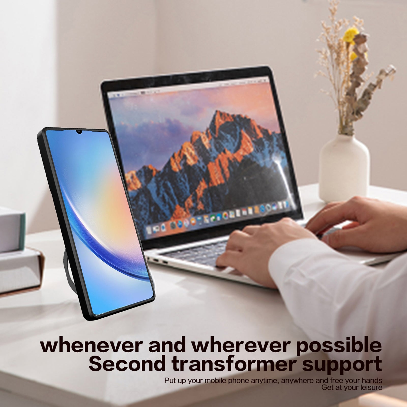 For Samsung Galaxy A54 5G Slide Lens Protection Phone Case TPU PC Kickstand Cover