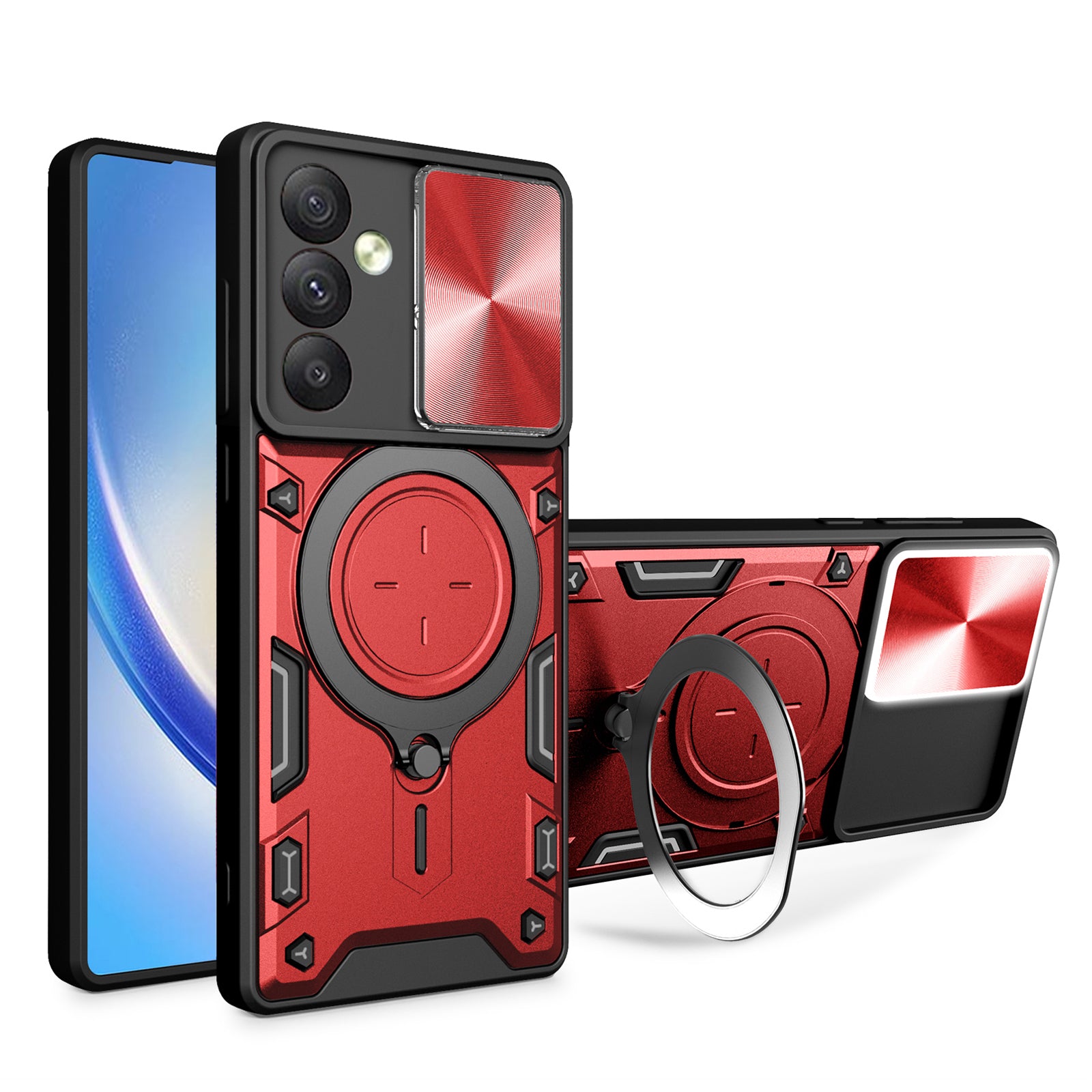 For Samsung Galaxy A54 5G Slide Lens Protection Phone Case TPU PC Kickstand Cover