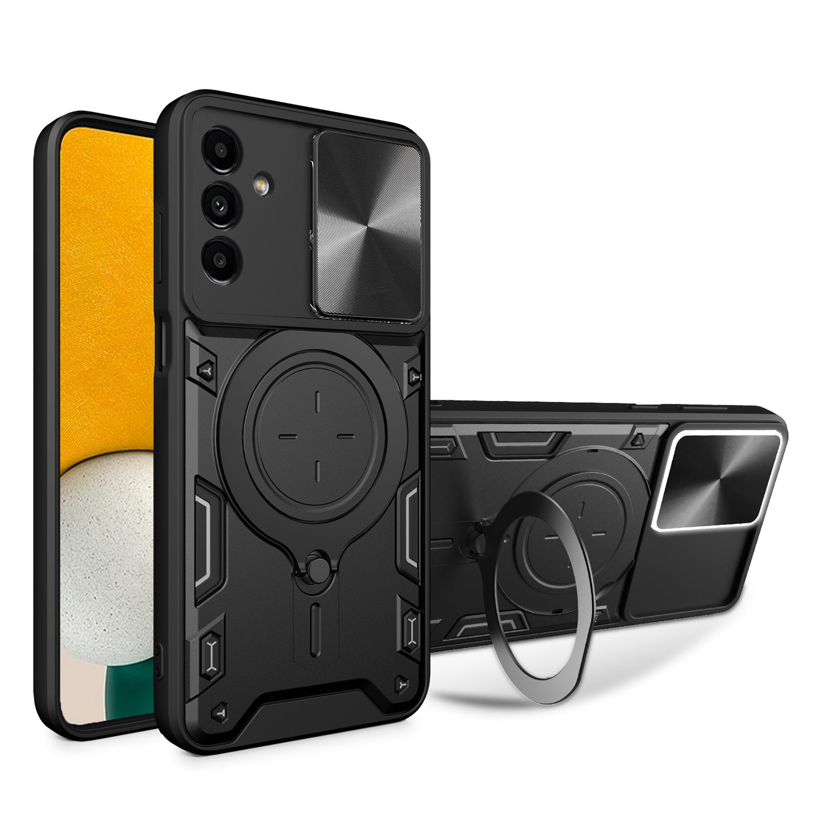 Kickstand Back Cover for Samsung Galaxy A13 5G / A04s 4G (164.7 x 76.7 x 9.1 mm) TPU PC Slide Lens Protection Phone Case