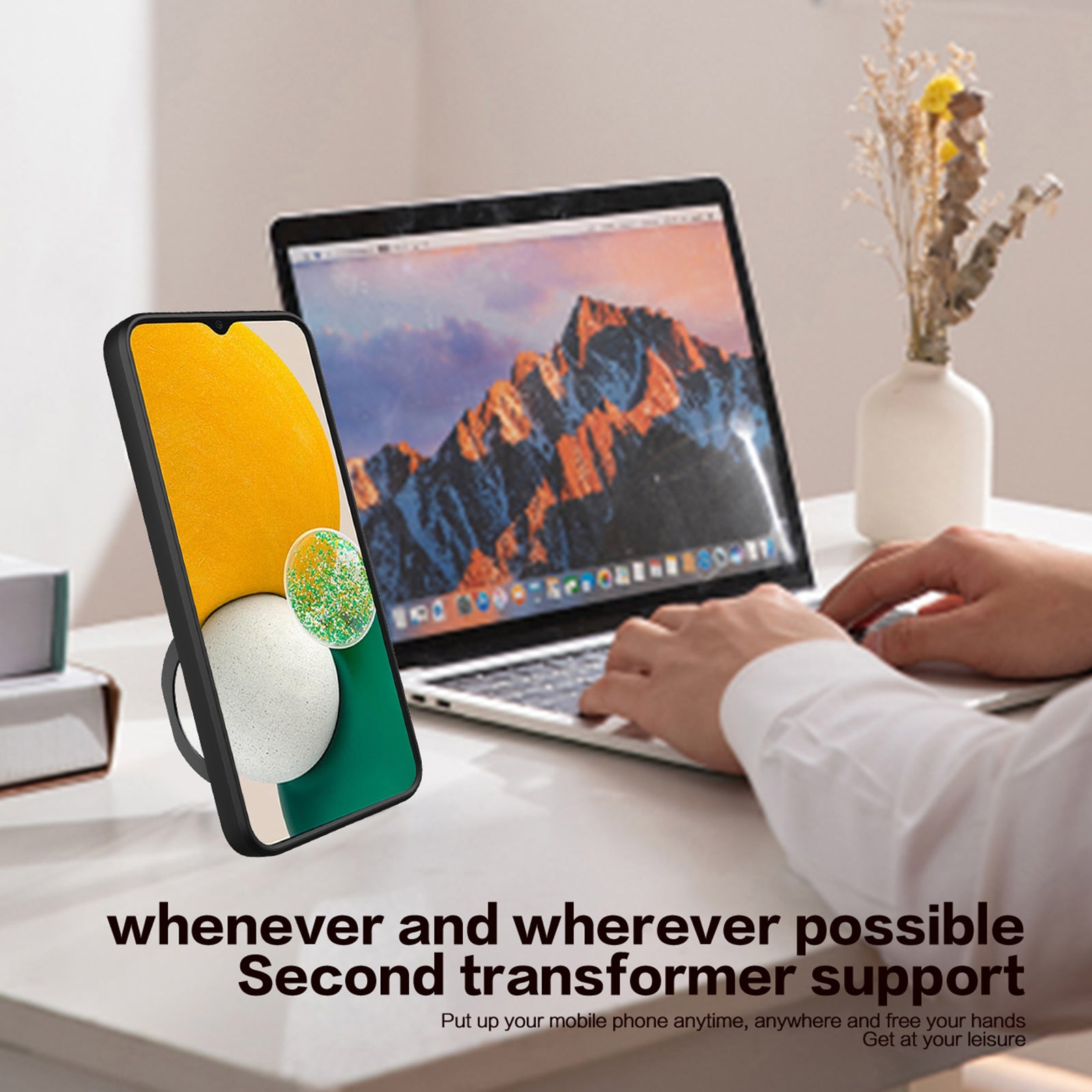 Kickstand Back Cover for Samsung Galaxy A13 5G / A04s 4G (164.7 x 76.7 x 9.1 mm) TPU PC Slide Lens Protection Phone Case