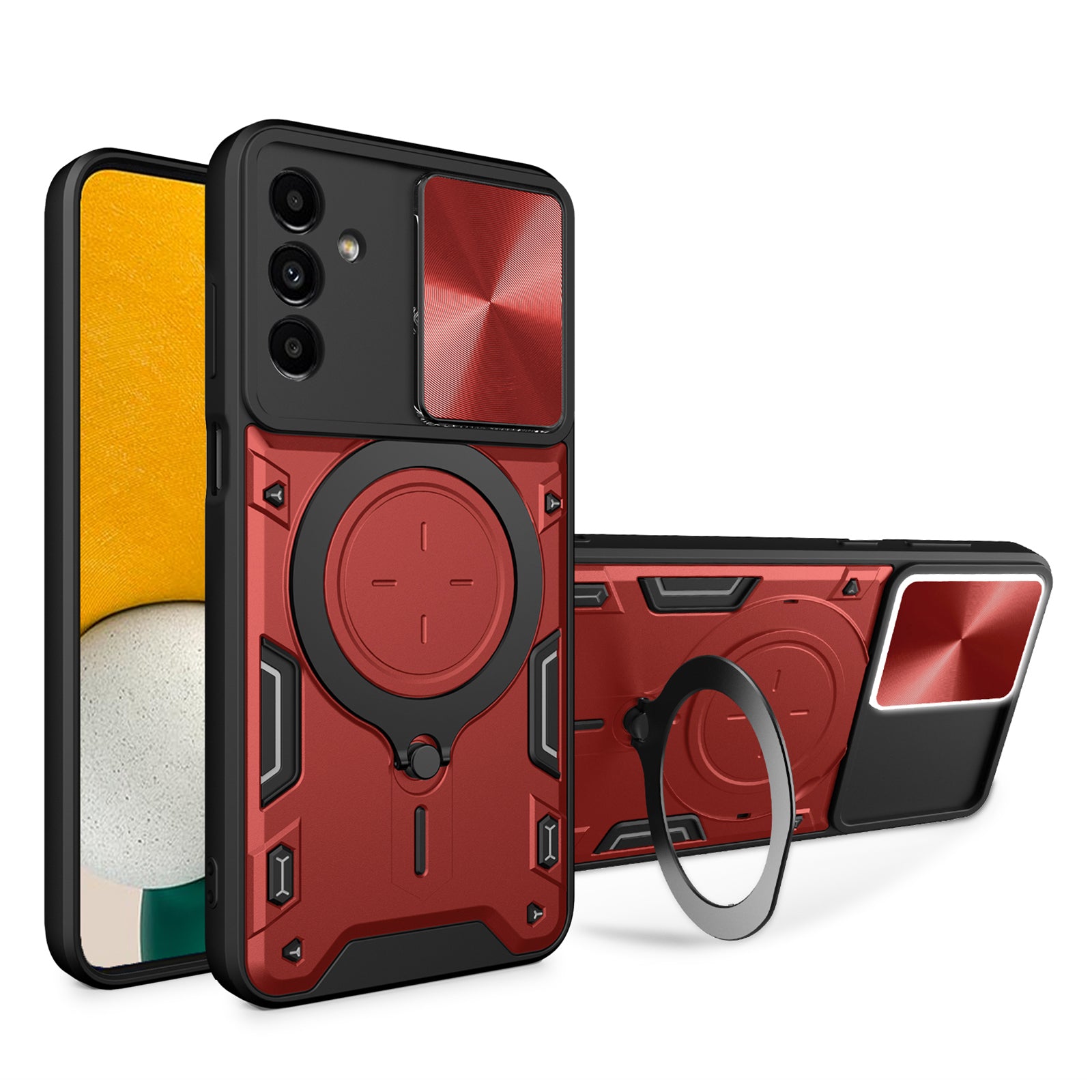 Kickstand Back Cover for Samsung Galaxy A13 5G / A04s 4G (164.7 x 76.7 x 9.1 mm) TPU PC Slide Lens Protection Phone Case