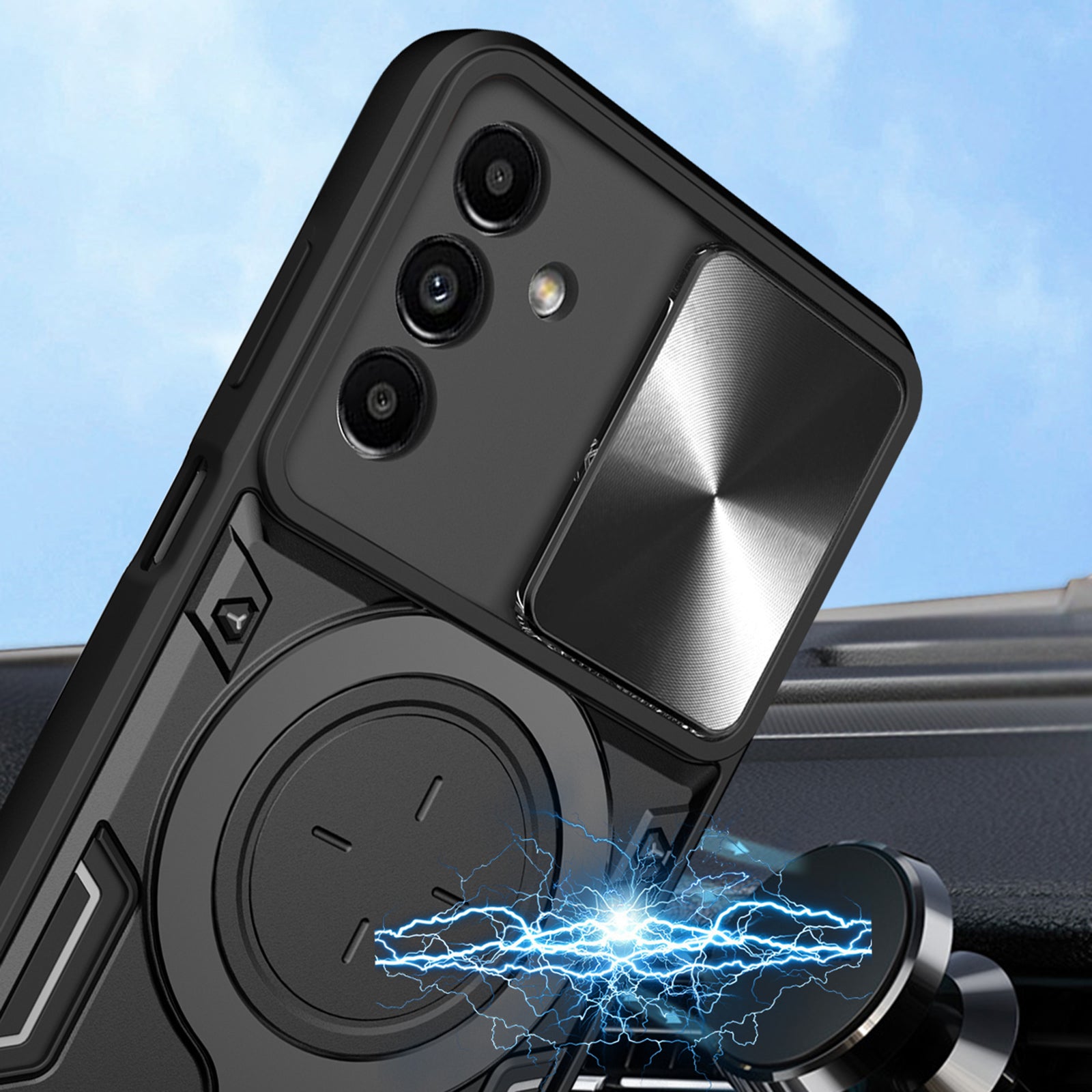 Kickstand Back Cover for Samsung Galaxy A13 5G / A04s 4G (164.7 x 76.7 x 9.1 mm) TPU PC Slide Lens Protection Phone Case